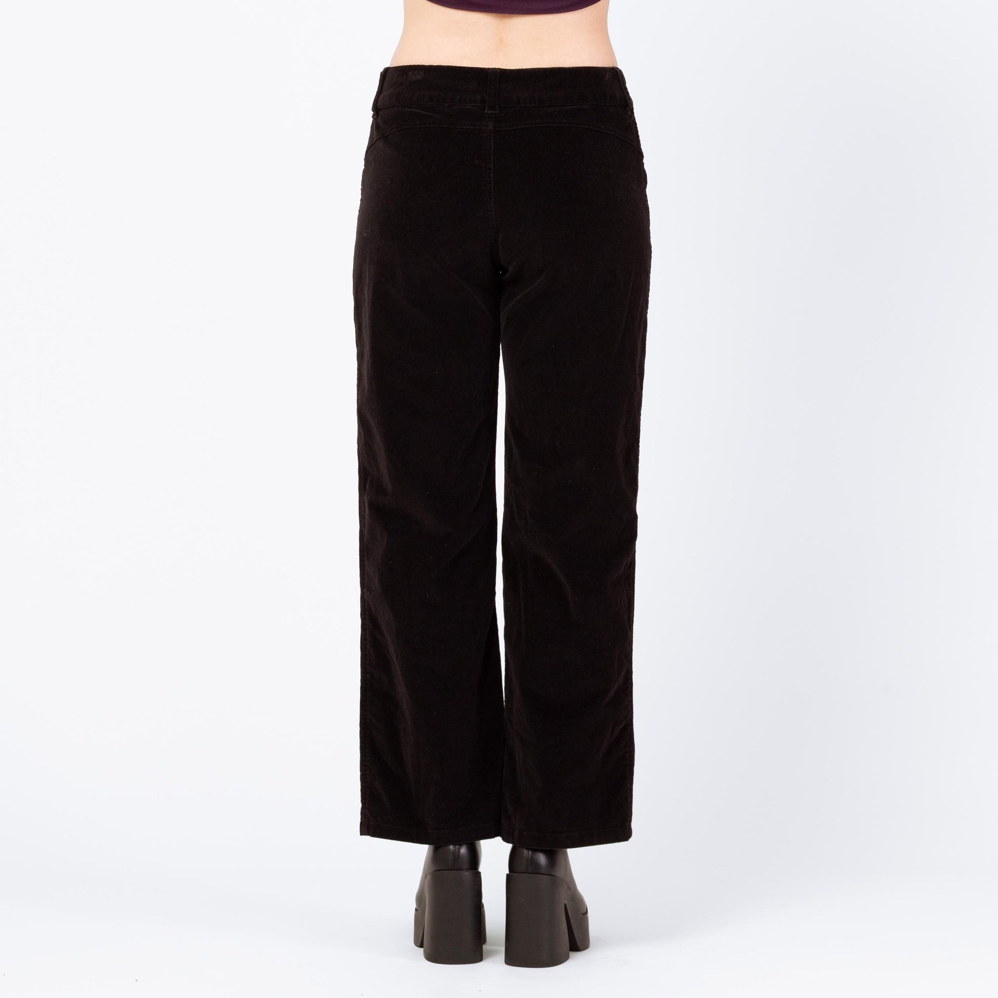 Vintage Y2K Black Corduroy Flared Pants - Medium | Zippered Pocket Pants, Mid Rise Bootcut Trousers