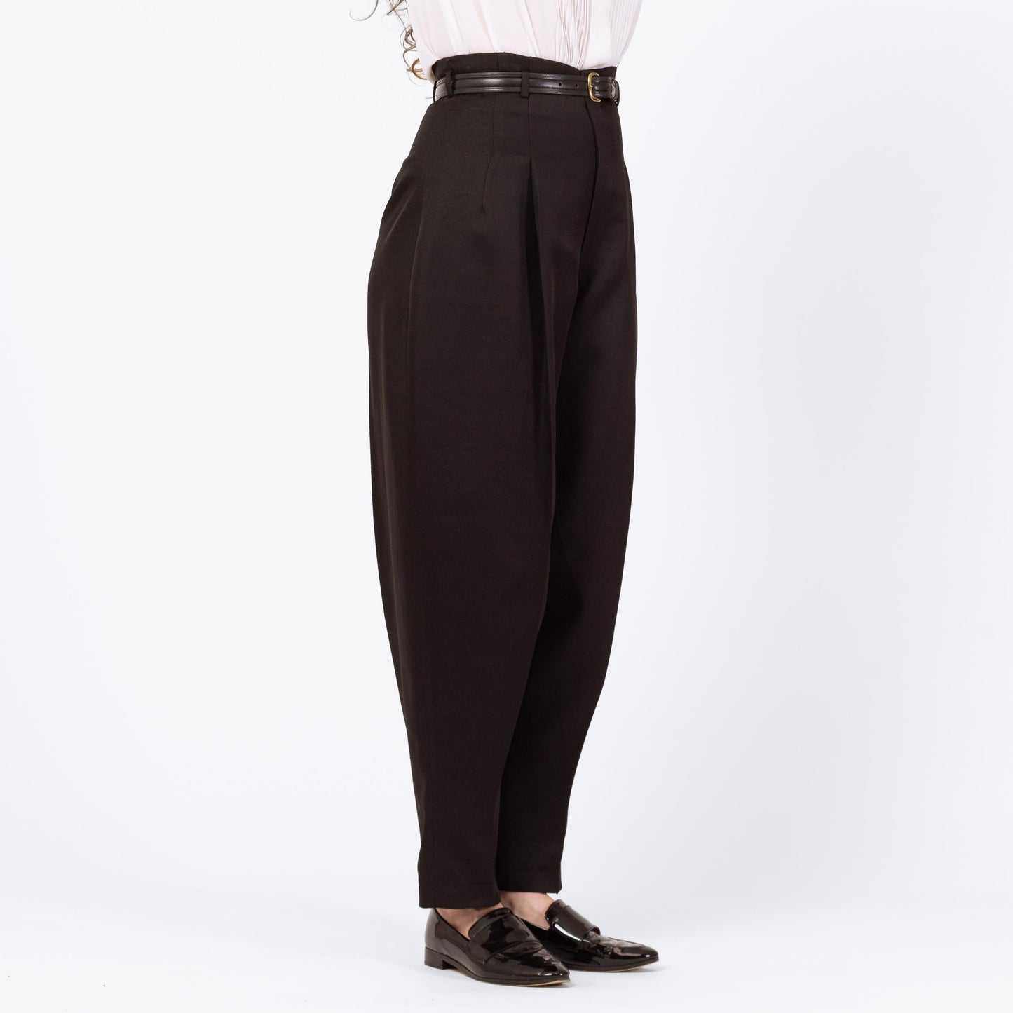 Vintage 60s 70s Black High Waisted Balloon Pants - Small, 27" Waist | Baggy Pleated Charlie Chaplin Costume Trousers