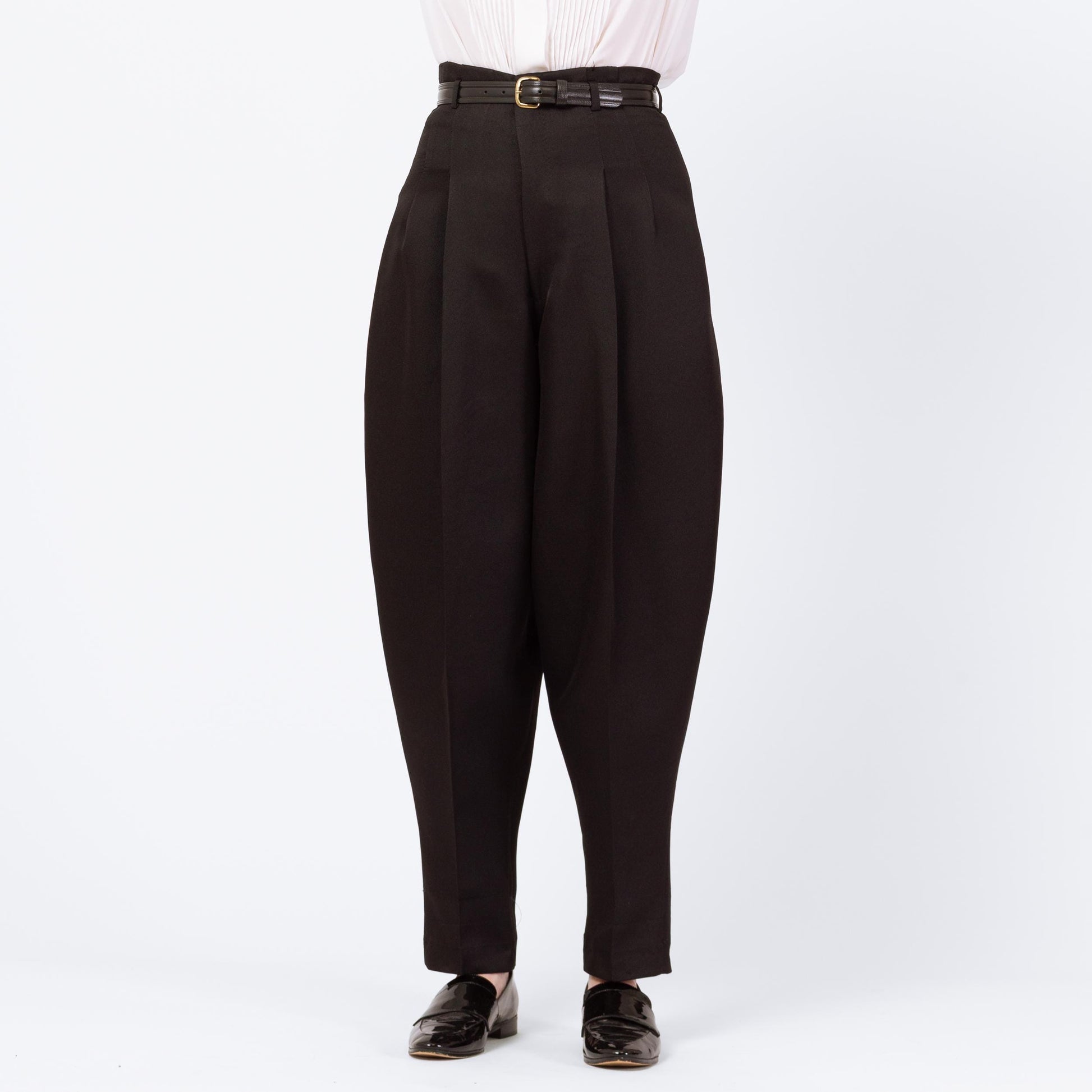 Vintage 60s 70s Black High Waisted Balloon Pants - Small, 27" Waist | Baggy Pleated Charlie Chaplin Costume Trousers
