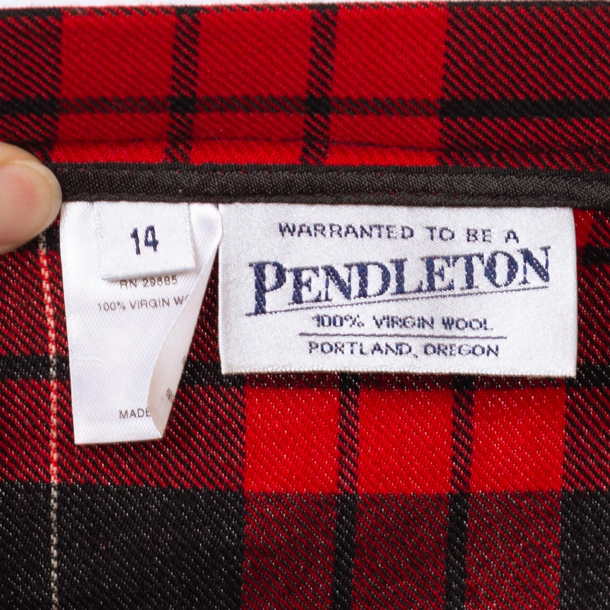 Vintage 90s Pendleton Red & Black Plaid Schoolgirl Midi Skirt - Large, 32" Waist | Dark Academia Pleated High Waisted A Line Skirt