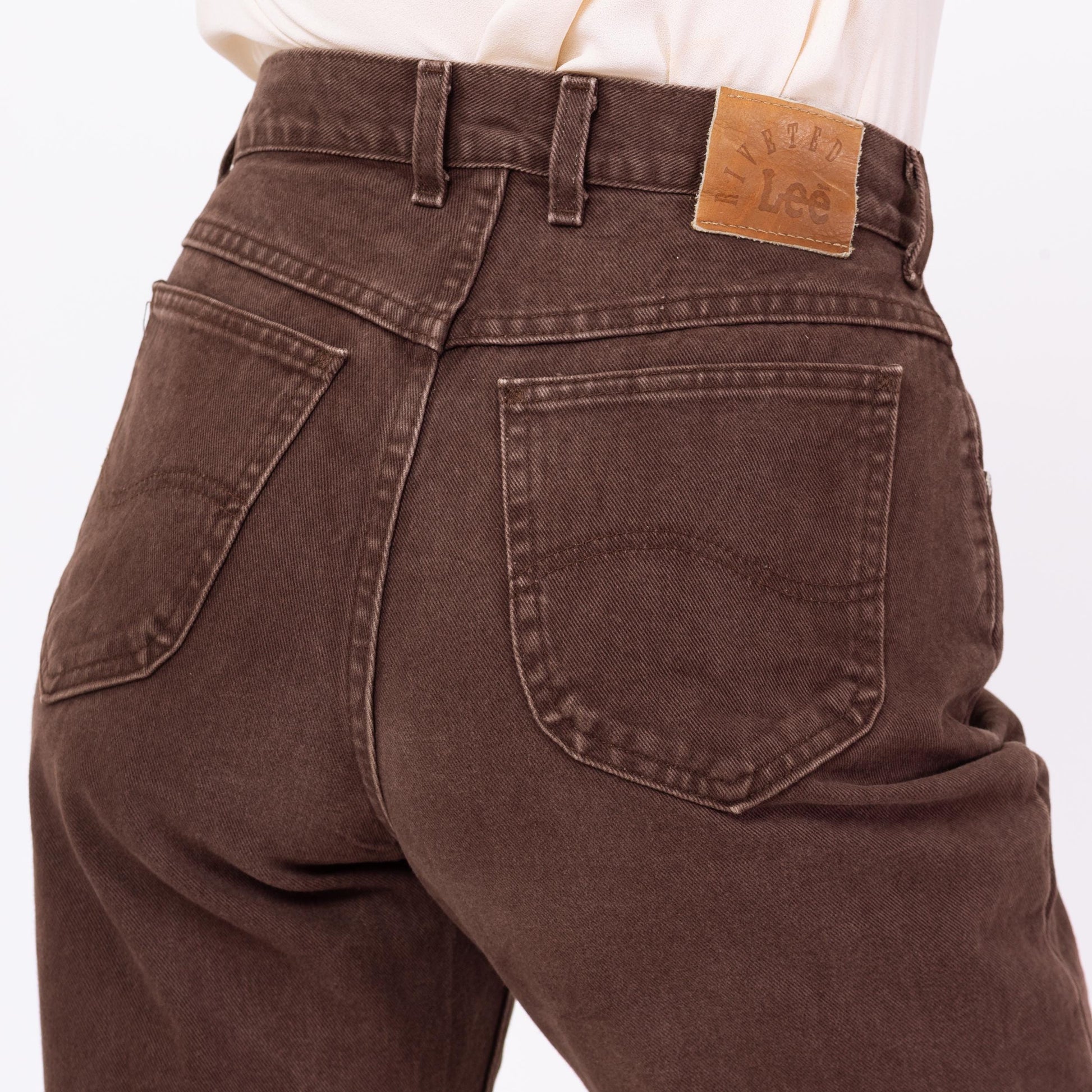 Vintage 90s Lee Brown High Waisted Jeans - Medium, 30" Waist | High Rise Denim Tapered Leg Mom Jeans