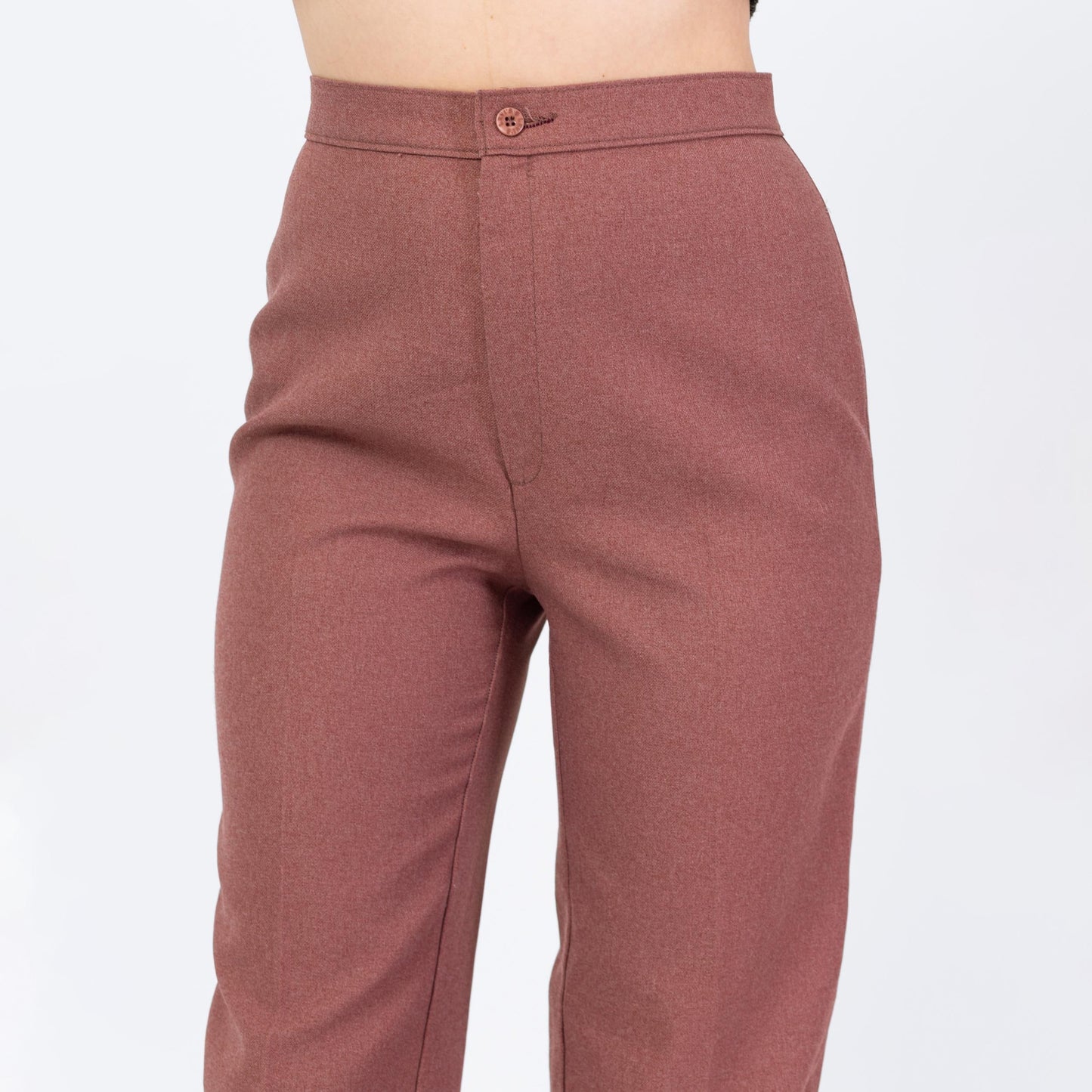 Vintage 70s Levis Dusty Rose High Waisted Trousers - Medium, 28" Waist | Levi's Minimalist Straight Leg Polyester Pants