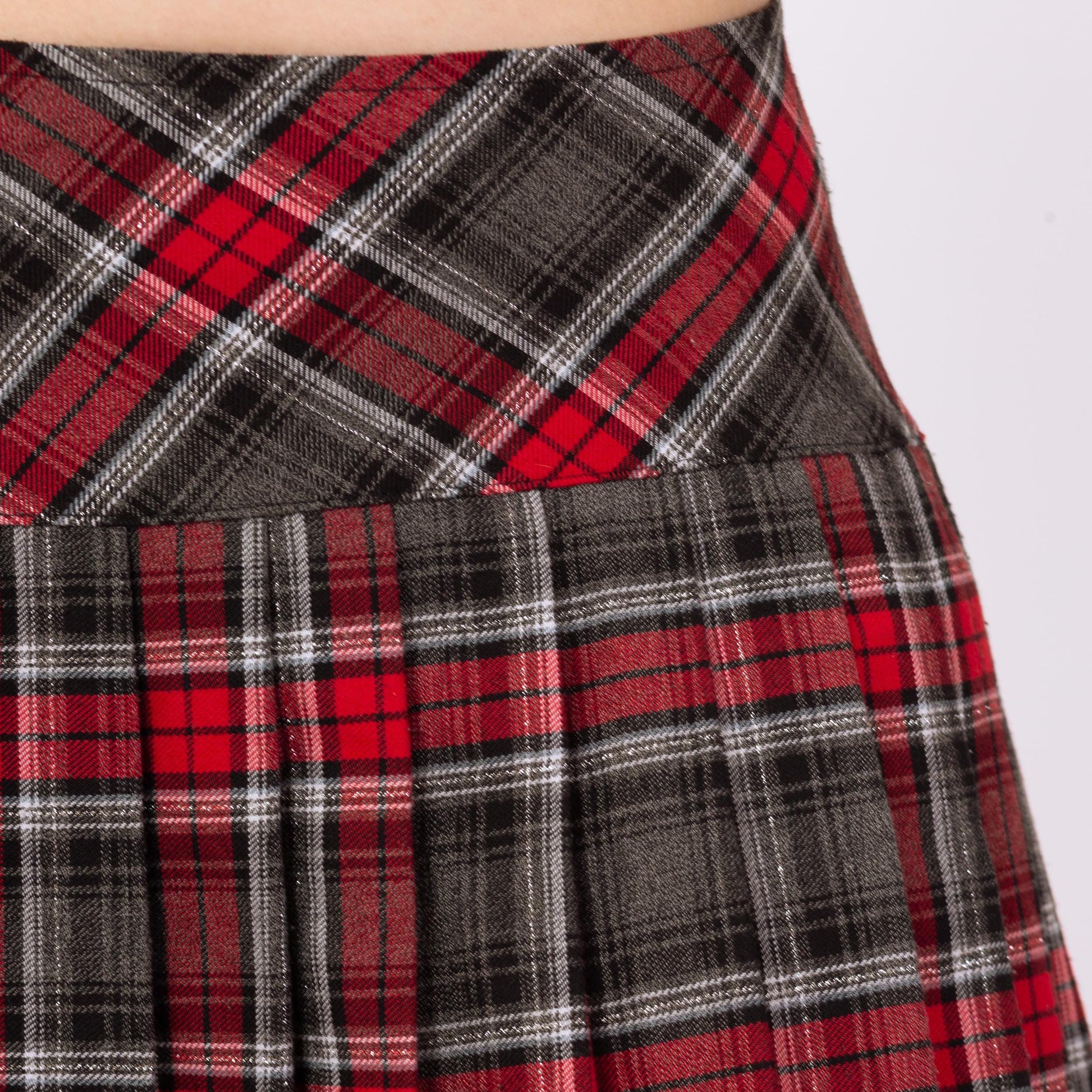 Vintage 90s Plaid Punk Mini Schoolgirl Skirt - Medium | Red Black Low Rise Grunge Miniskirt