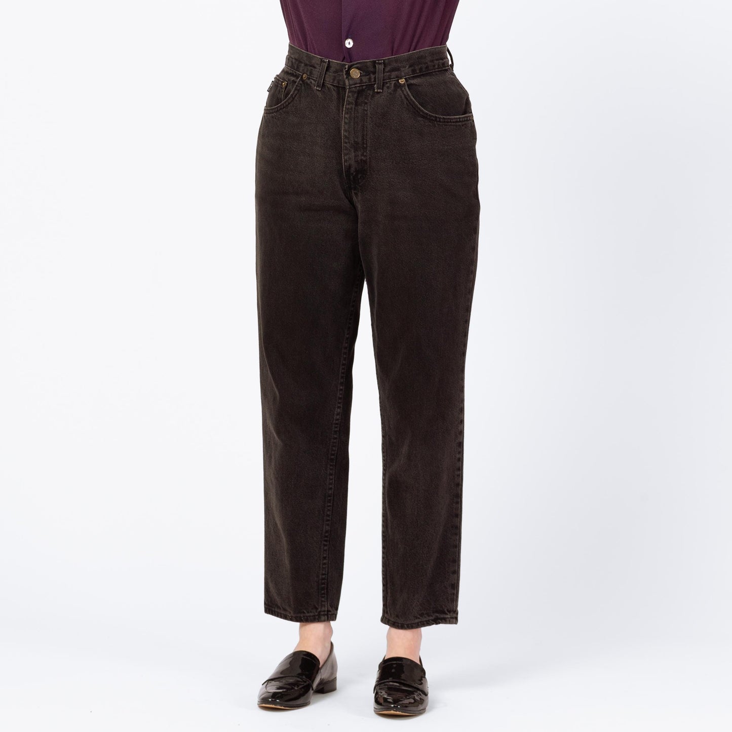 Vintage 80s Black Chic High Waisted Jeans - Medium, 28" Waist | Denim Tapered Leg Mom Jeans
