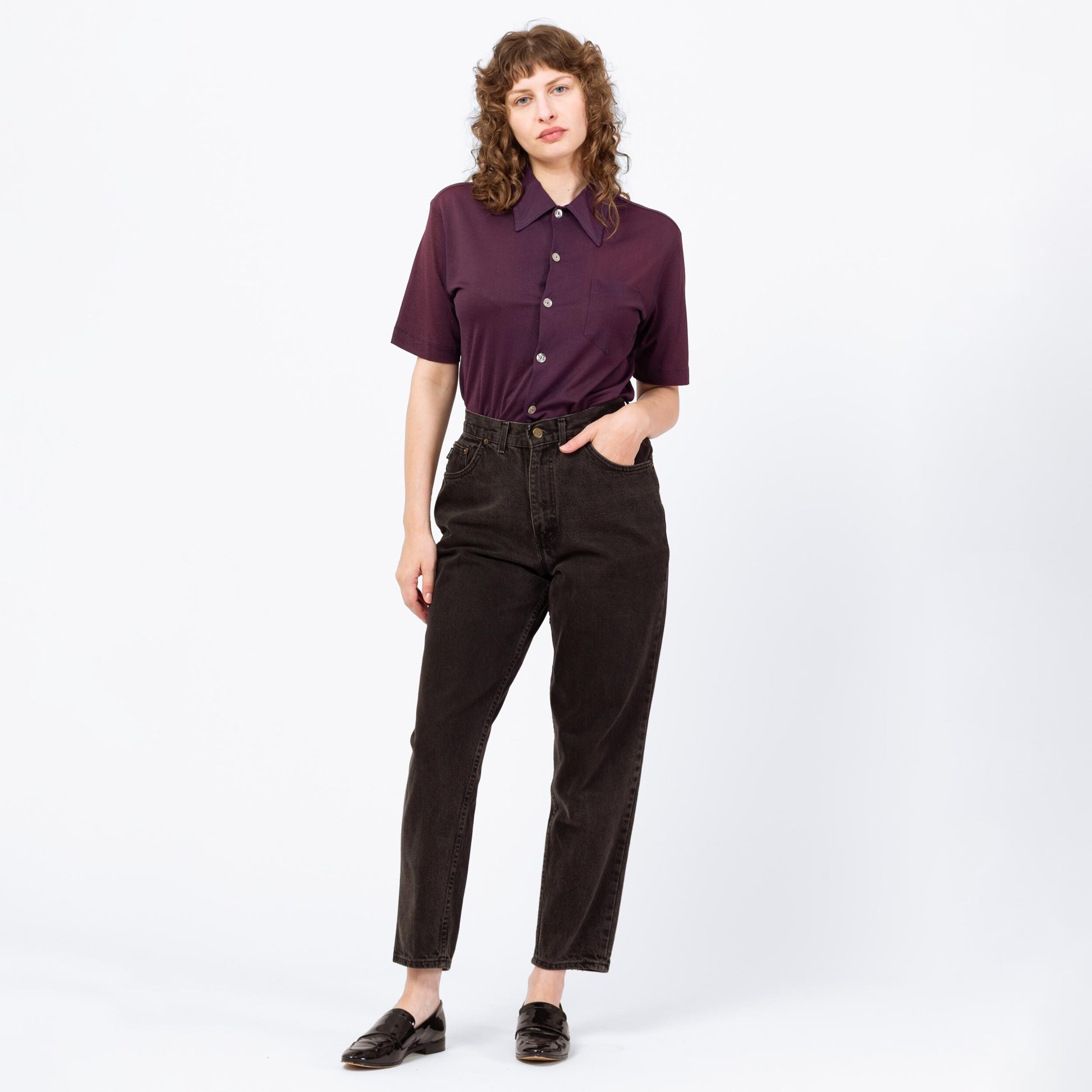 Vintage 80s Black Chic High Waisted Jeans - Medium, 28" Waist | Denim Tapered Leg Mom Jeans
