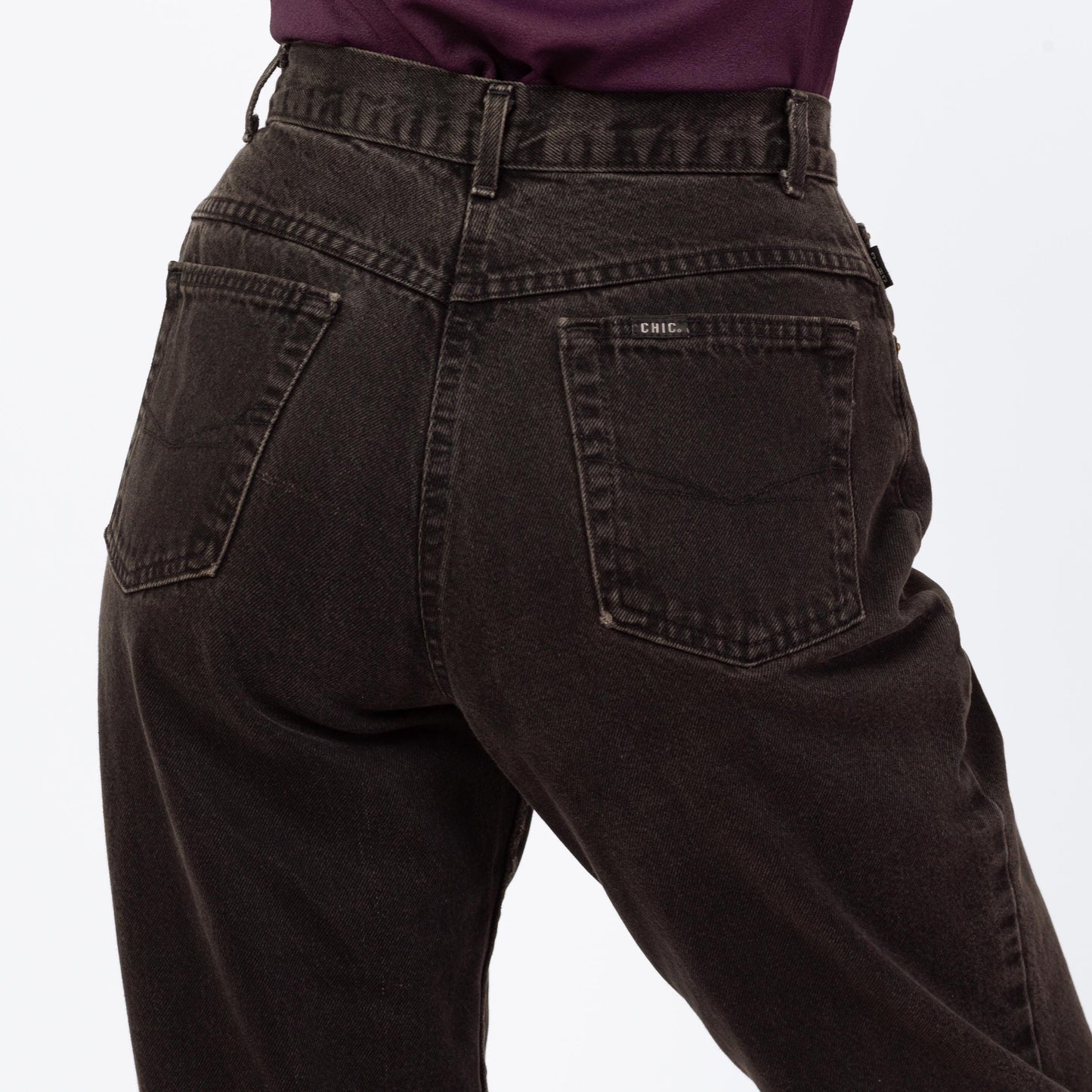 Vintage 80s Black Chic High Waisted Jeans - Medium, 28" Waist | Denim Tapered Leg Mom Jeans
