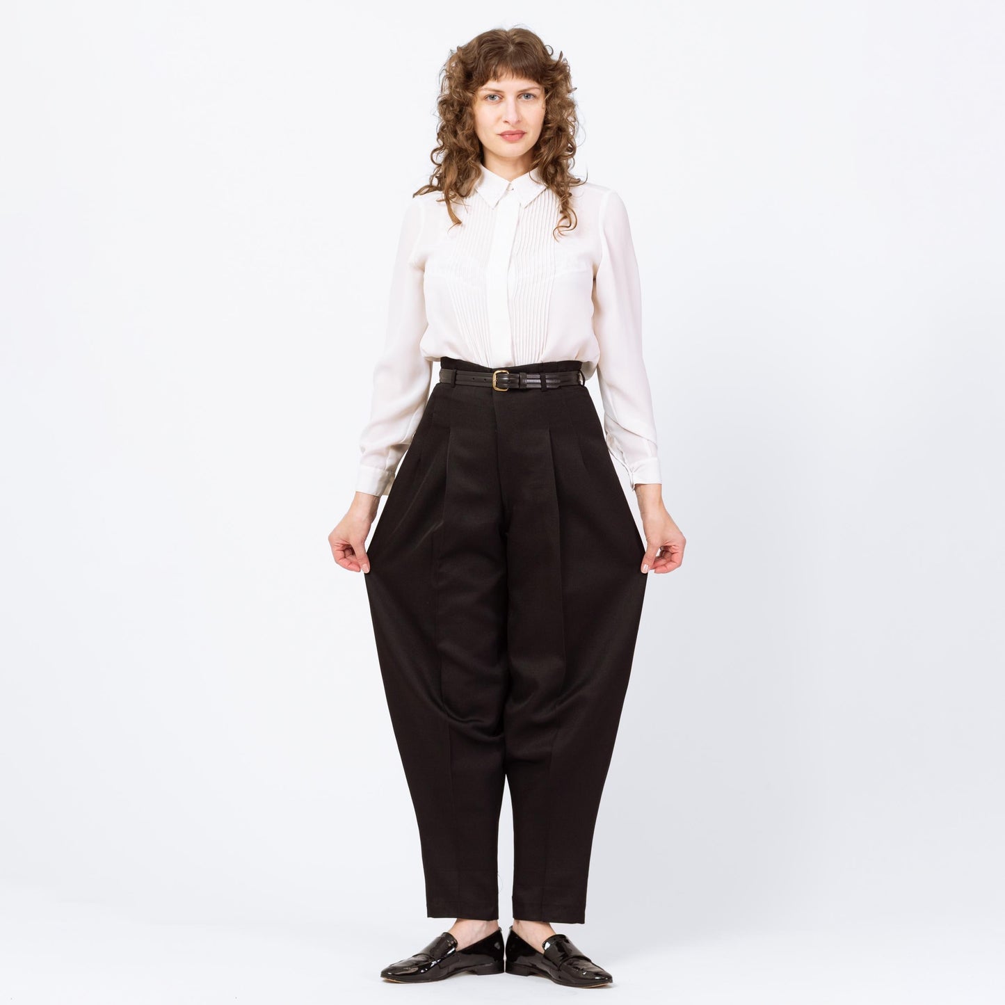 Vintage 60s 70s Black High Waisted Balloon Pants - Small, 27" Waist | Baggy Pleated Charlie Chaplin Costume Trousers