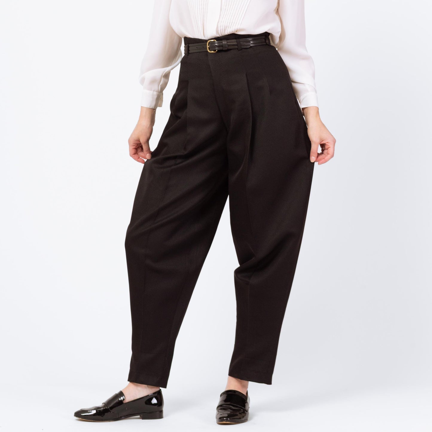 Vintage 60s 70s Black High Waisted Balloon Pants - Small, 27" Waist | Baggy Pleated Charlie Chaplin Costume Trousers