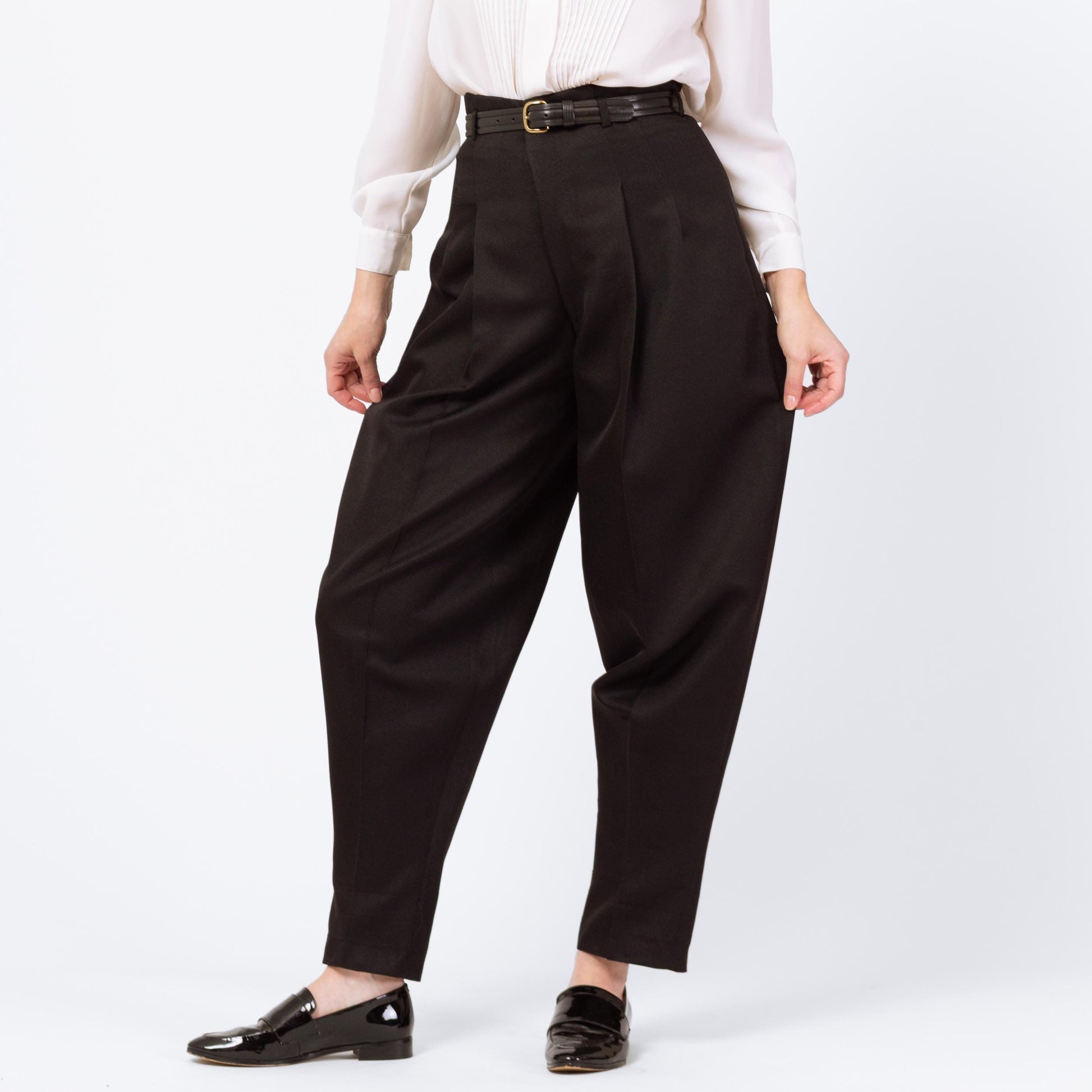 Vintage 60s 70s Black High Waisted Balloon Pants - Small, 27" Waist | Baggy Pleated Charlie Chaplin Costume Trousers