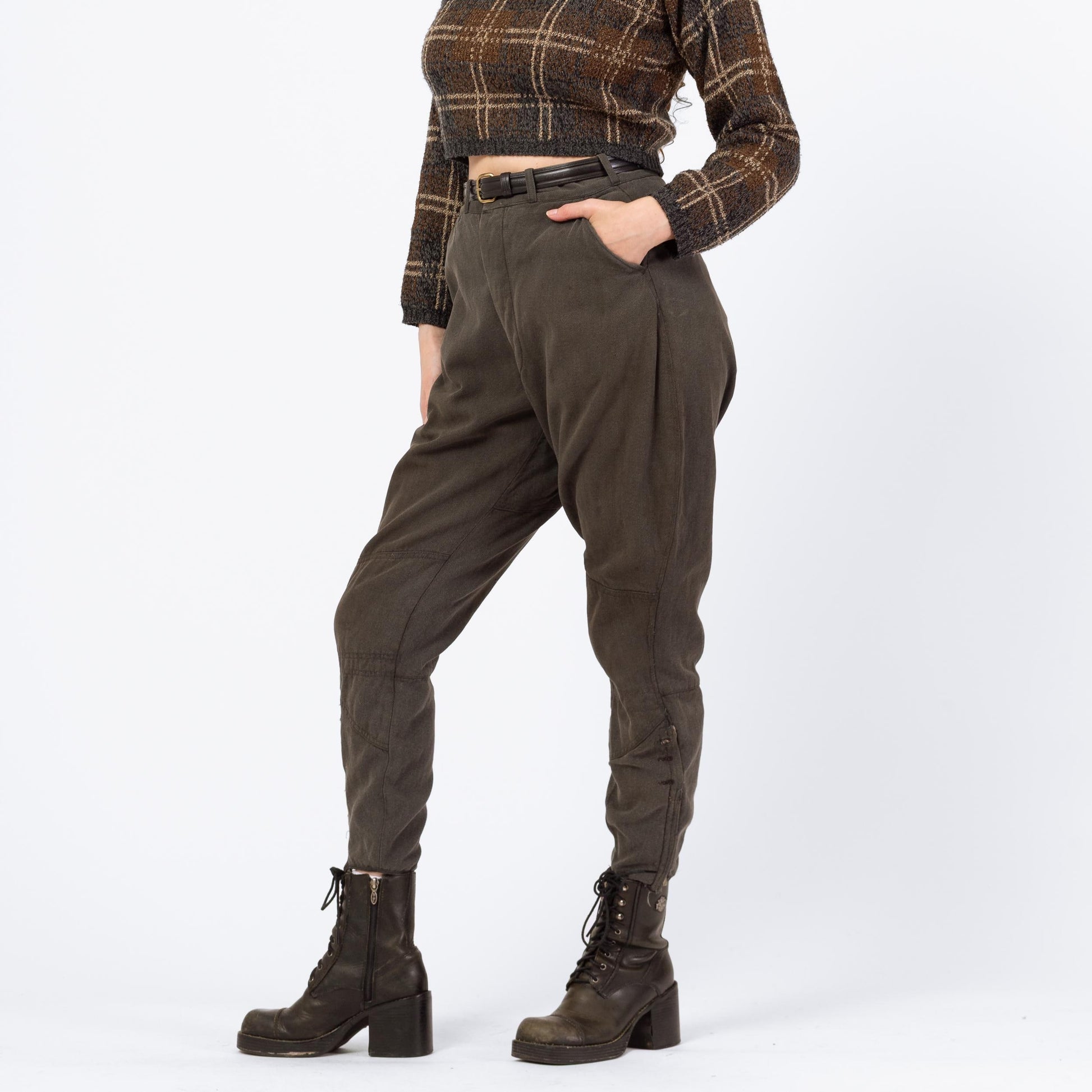 Vintage 1940s Grey Jodphurs Riding Pants - 30x27 | 40s 50s High Waisted Equestrian Pants Military Breeches
