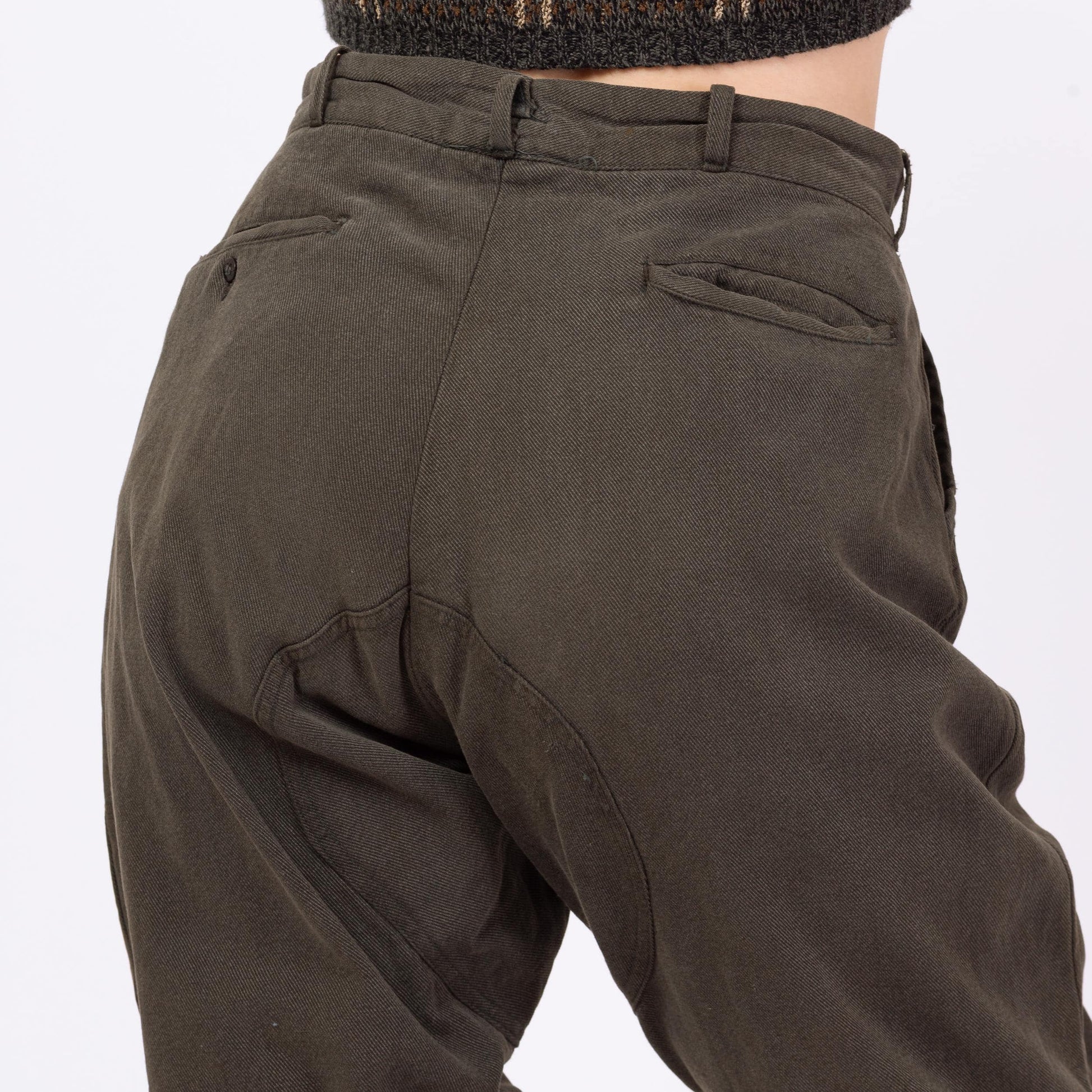 Vintage 1940s Grey Jodphurs Riding Pants - 30x27 | 40s 50s High Waisted Equestrian Pants Military Breeches