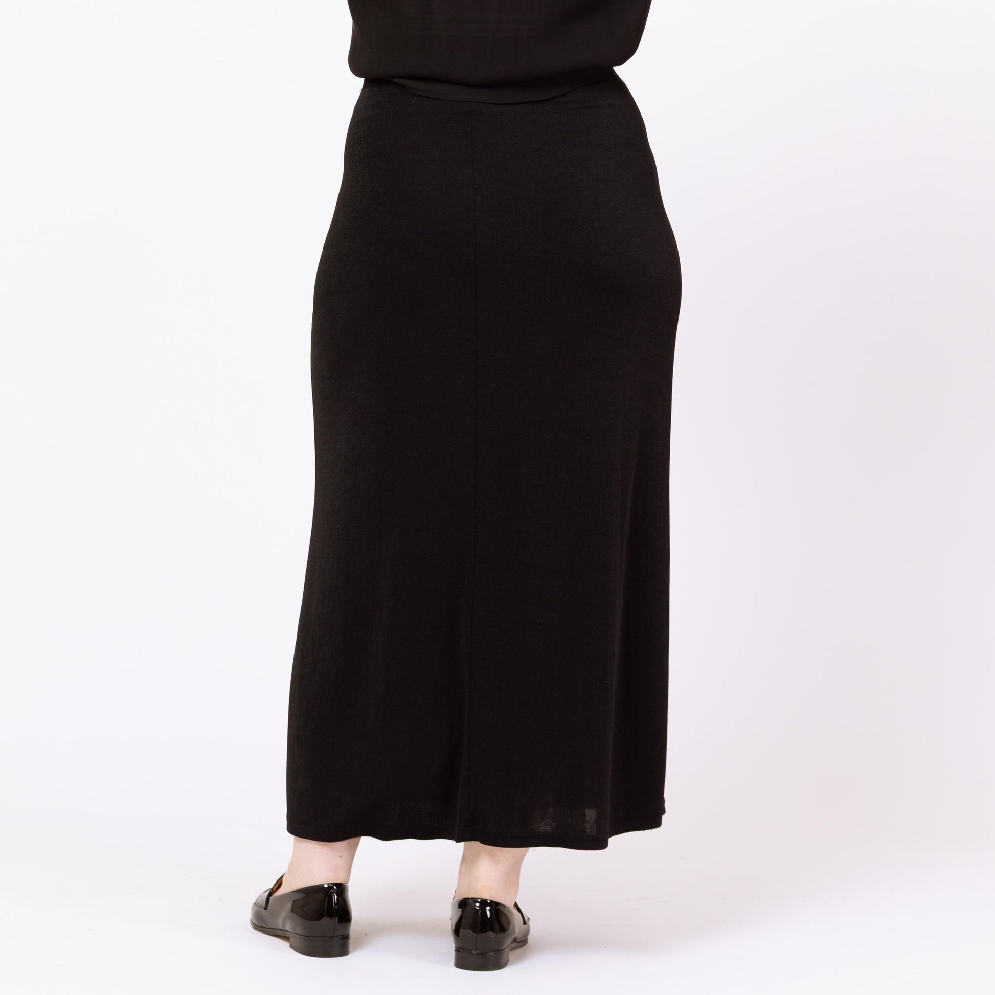 Vintage 90s Stretchy Black Minimalist Maxi Skirt - Medium to Large | Ankle Length Grunge Slinky Pencil Skirt