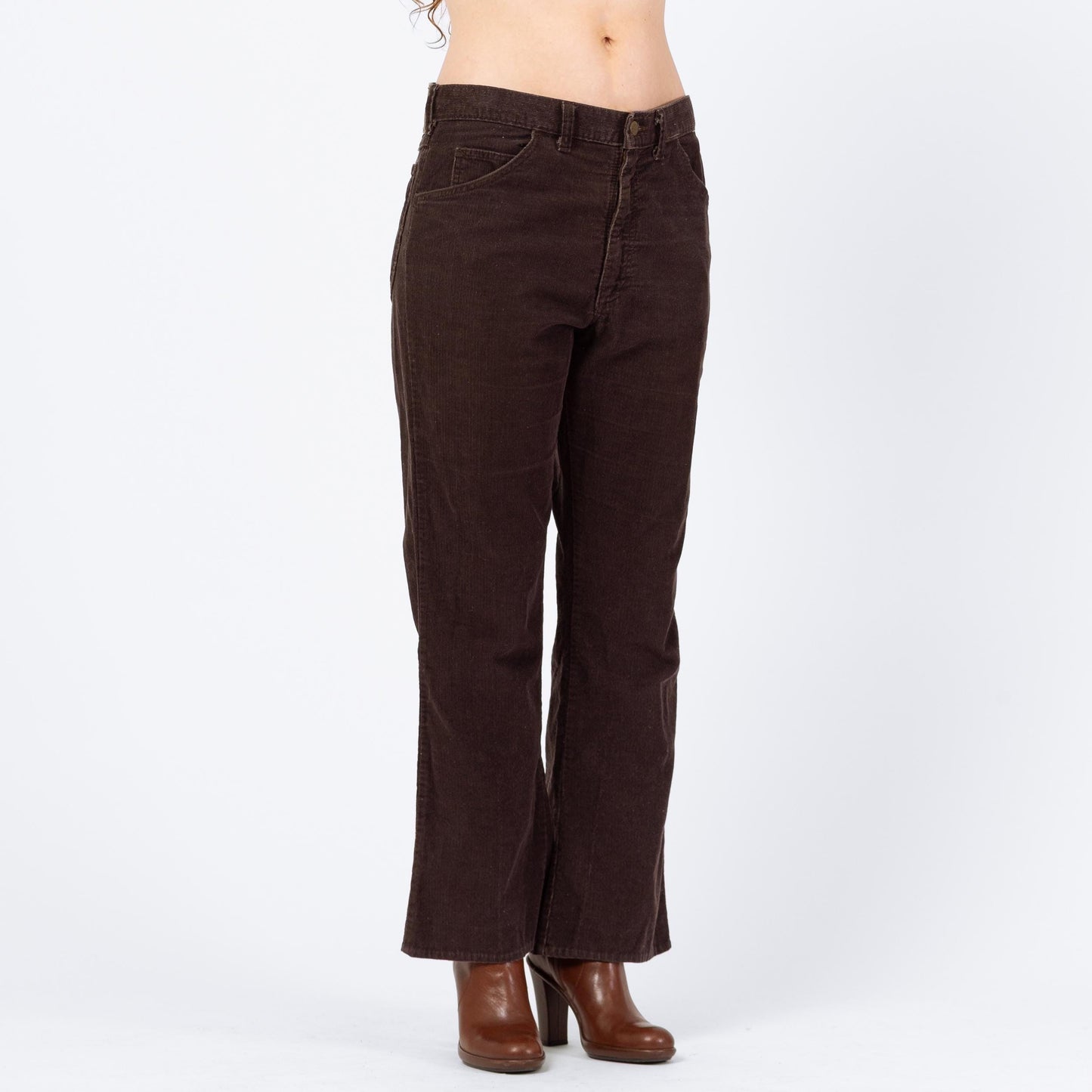 Vintage 70s Lee Riders Brown Corduroy Flares - 33x28 | Unisex Union Made Mid High Rise Bootcut Pants