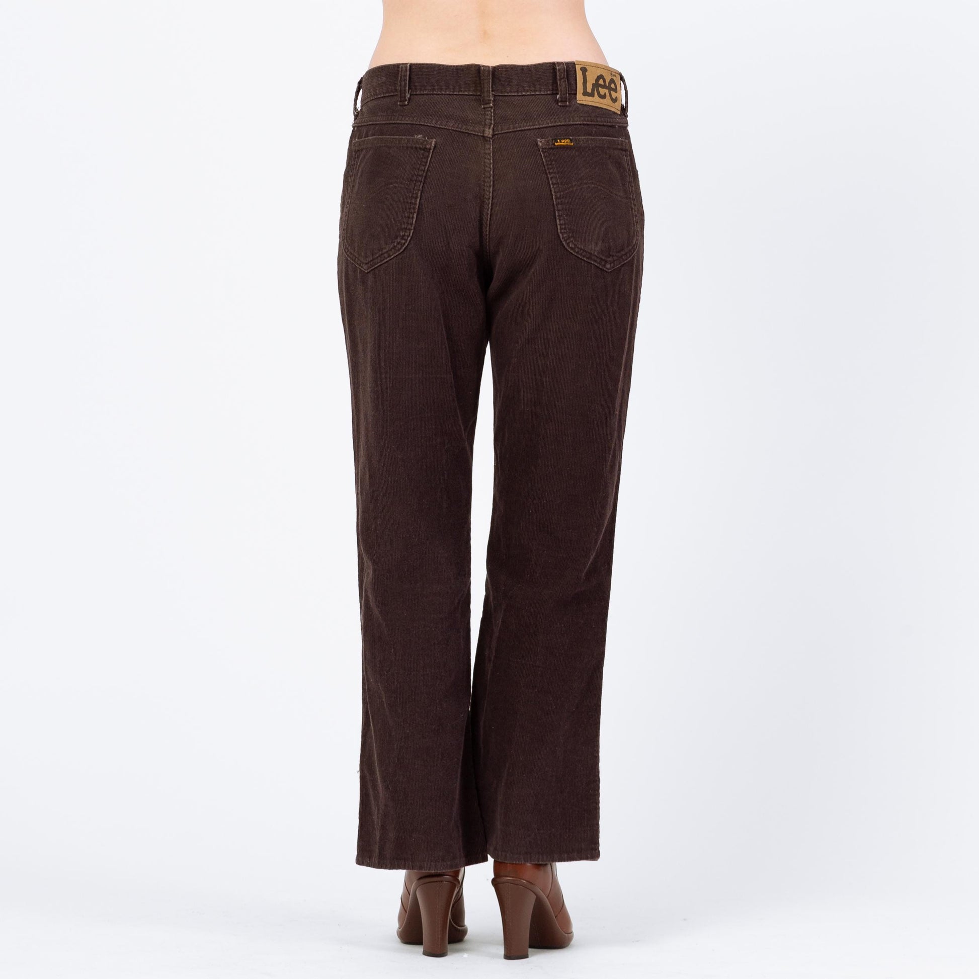 Vintage 70s Lee Riders Brown Corduroy Flares - 33x28 | Unisex Union Made Mid High Rise Bootcut Pants