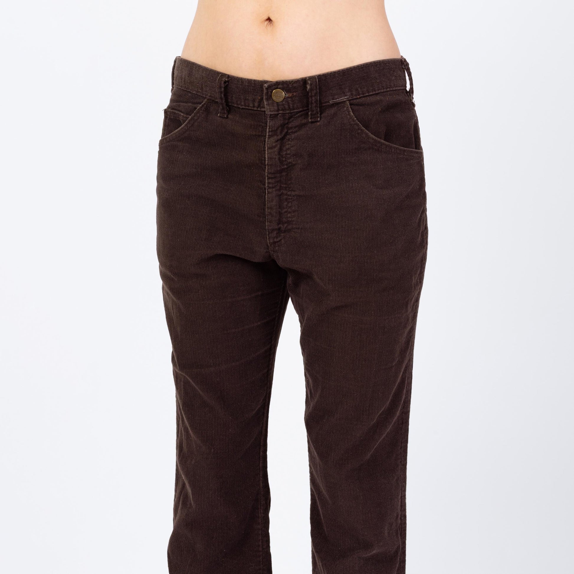 Vintage 70s Lee Riders Brown Corduroy Flares - 33x28 | Unisex Union Made Mid High Rise Bootcut Pants