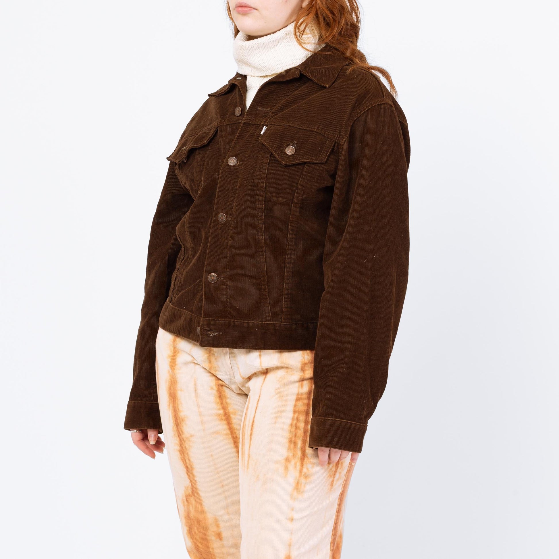 Vintage 70s Levi's Brown Corduroy Two-Pocket Jacket - Size 42 | Made In USA Unisex Trucker Jacket