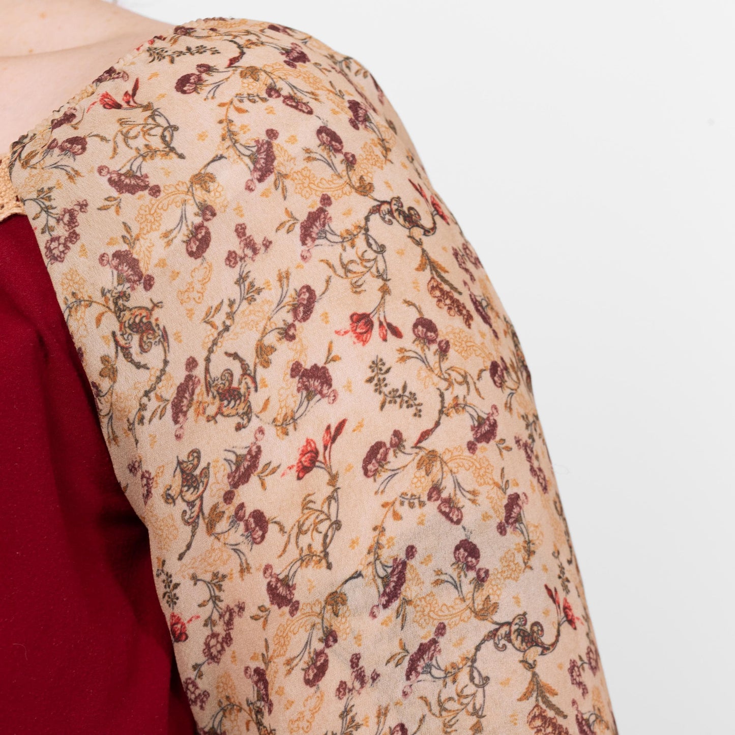 Vintage 90s Boho Bell Sleeve Renaissance Blouse - Medium | Romantic Sheer Sleeve Festival Top, Floral Babydoll Peasant Shirt