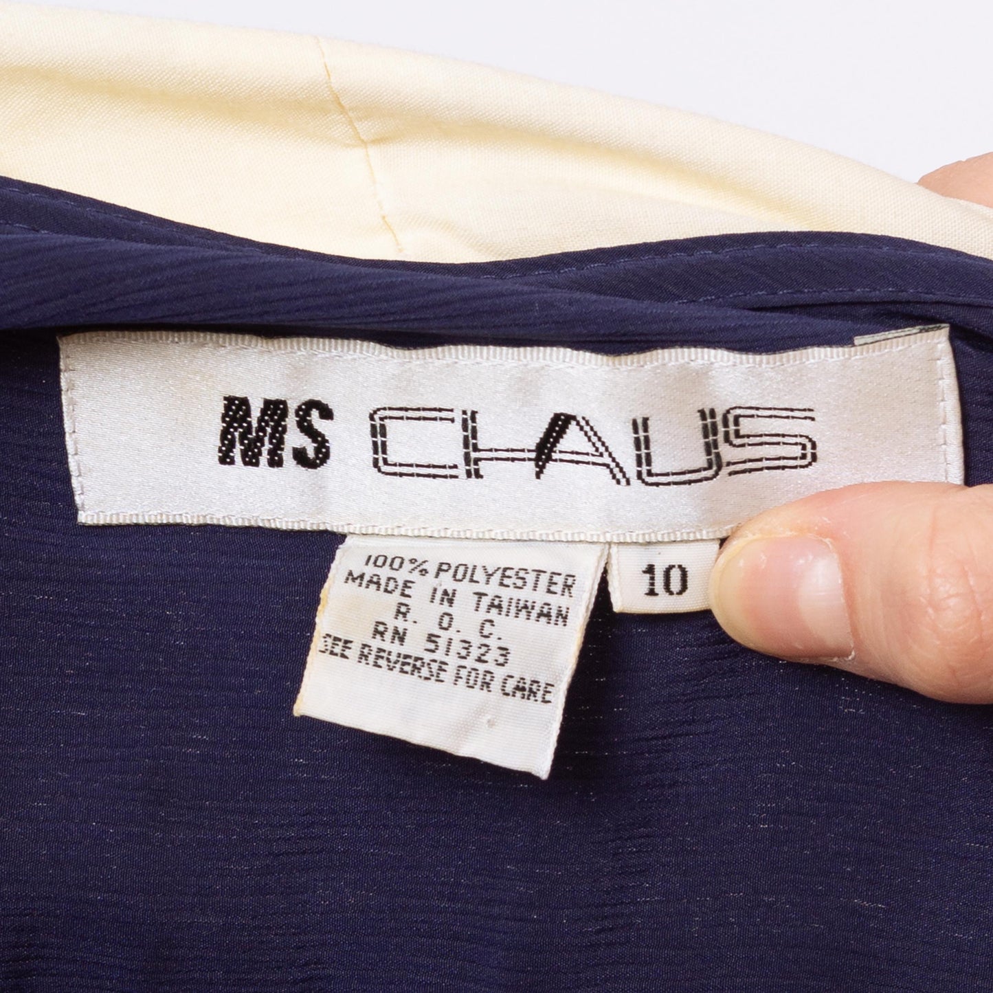 Vintage 90s Navy Blue Lace Collar Blouson Shirtdress - Medium