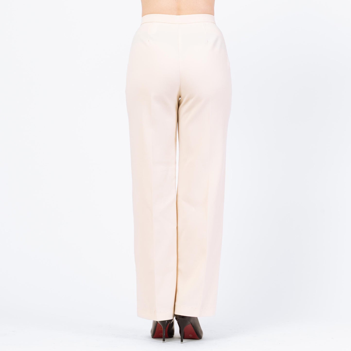 Vintage 90s Minimalist Cream High Waisted Trousers - Medium, 28" Waist