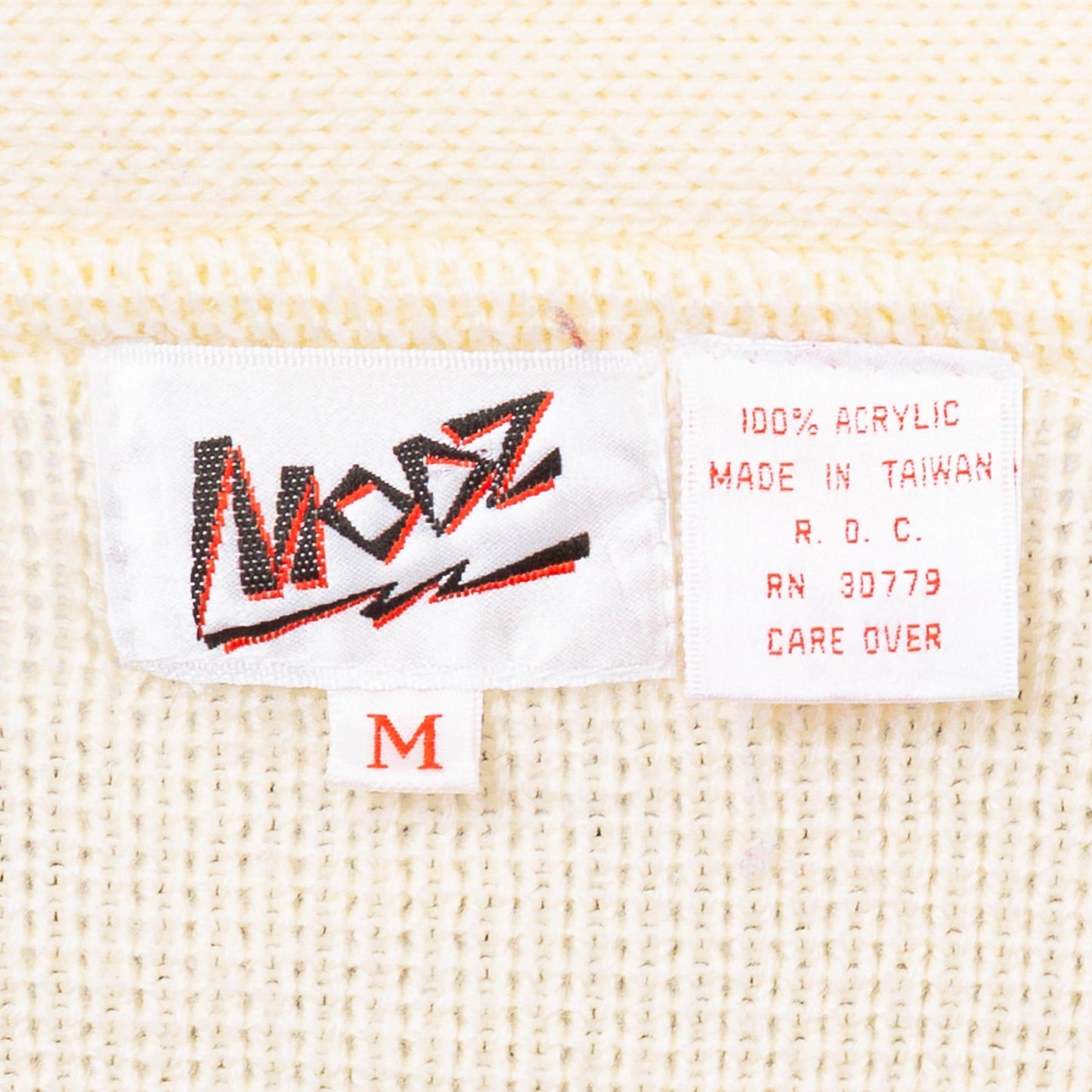 Vintage 80s Does 50s Cream Knit Varsity Cardigan - Medium