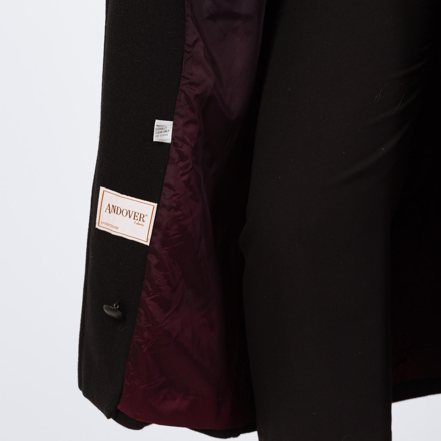 Vintage 80s Black Wool Leather Collar Overcoat - Large