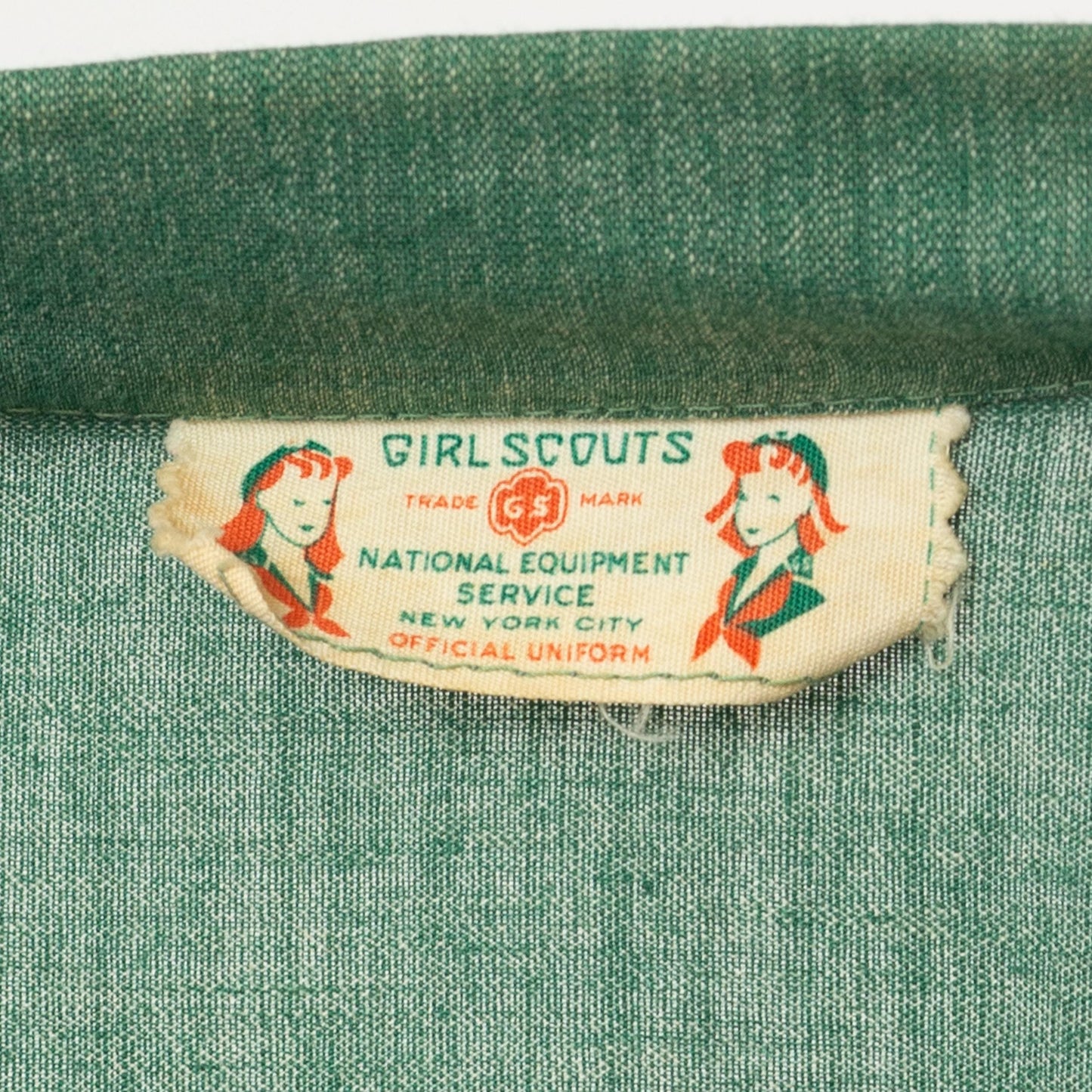 Vintage 40s 50s Girl Scouts Uniform Dress - Medium | Retro Green Button Up Short Sleeve Midi Shirtdress
