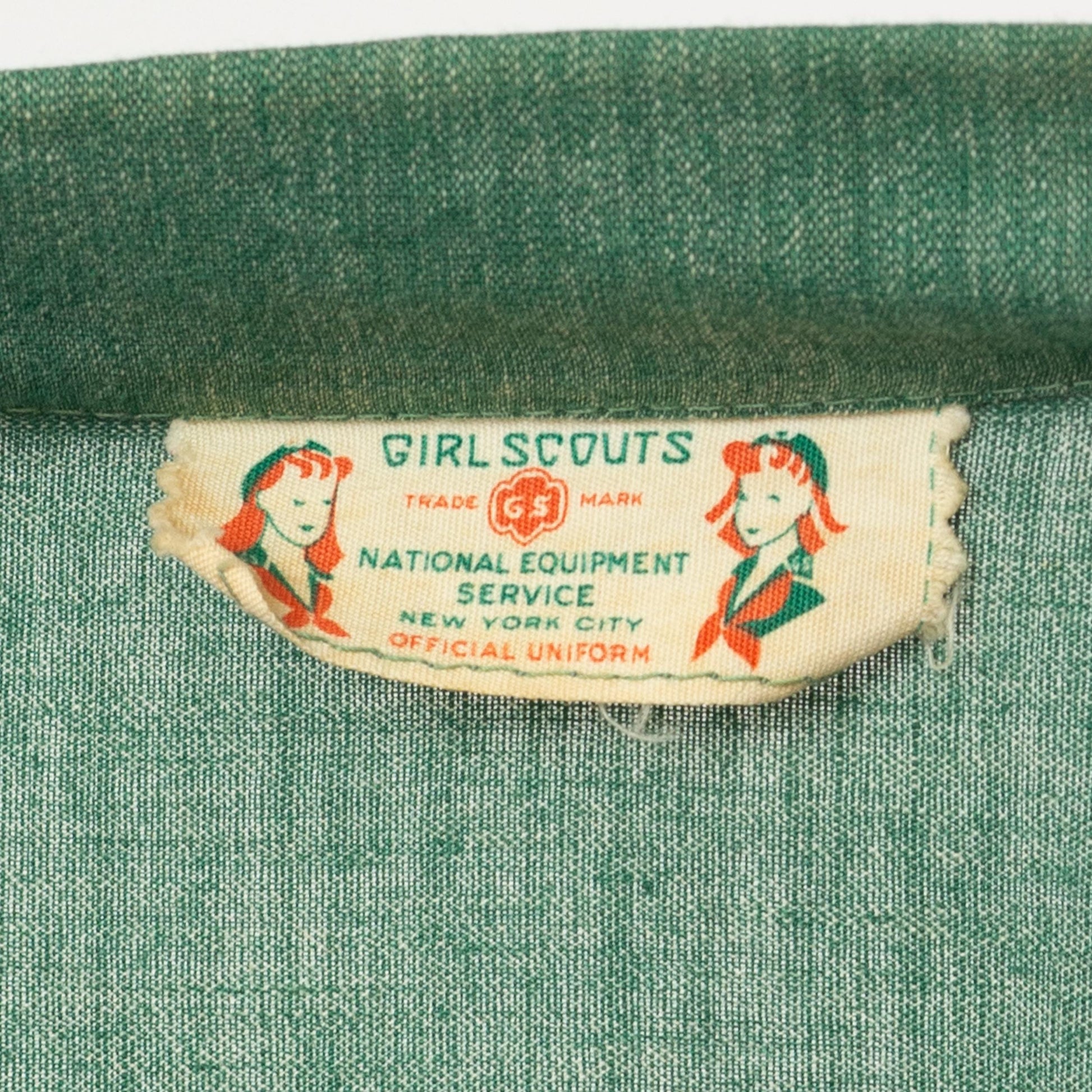 Vintage 40s 50s Girl Scouts Uniform Dress - Medium | Retro Green Button Up Short Sleeve Midi Shirtdress