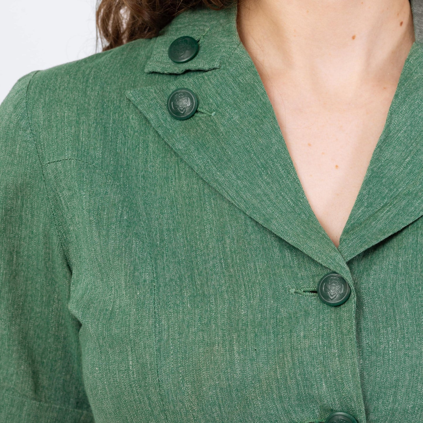 Vintage 40s 50s Girl Scouts Uniform Dress - Medium | Retro Green Button Up Short Sleeve Midi Shirtdress