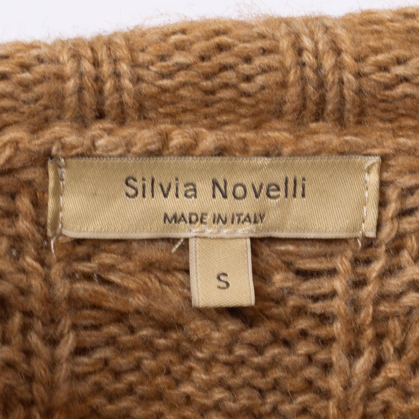 Vintage Y2K Camel Brown Cable Knit Turtleneck Sweater - Small | Soft Wool Slouchy High-Low Sweater