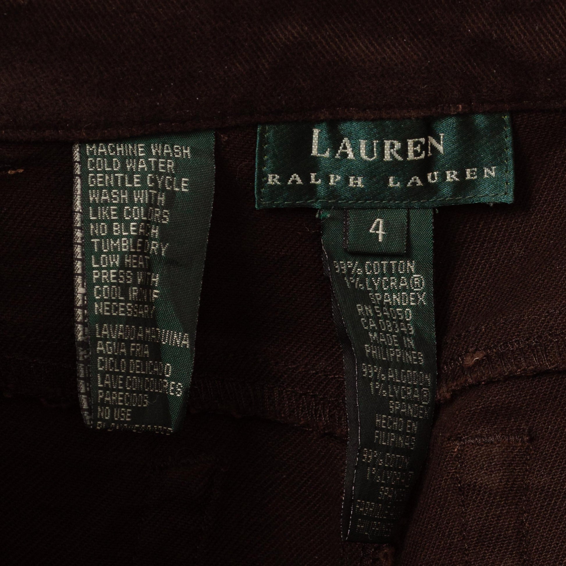 Vintage 90s Ralph Lauren Dark Brown Mid Rise Jeans - Small | Tapered Leg Dark Wash Stretch Jeans