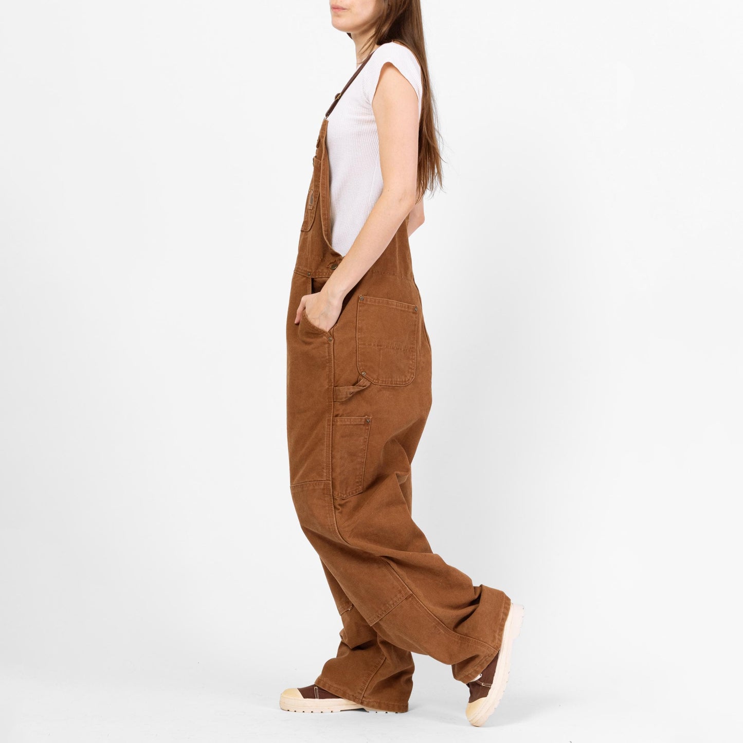 Vintage Carhartt Brown Canvas Flannel Lined Overalls - 38x30 | Unisex Y2K Workwear Jumpsuit