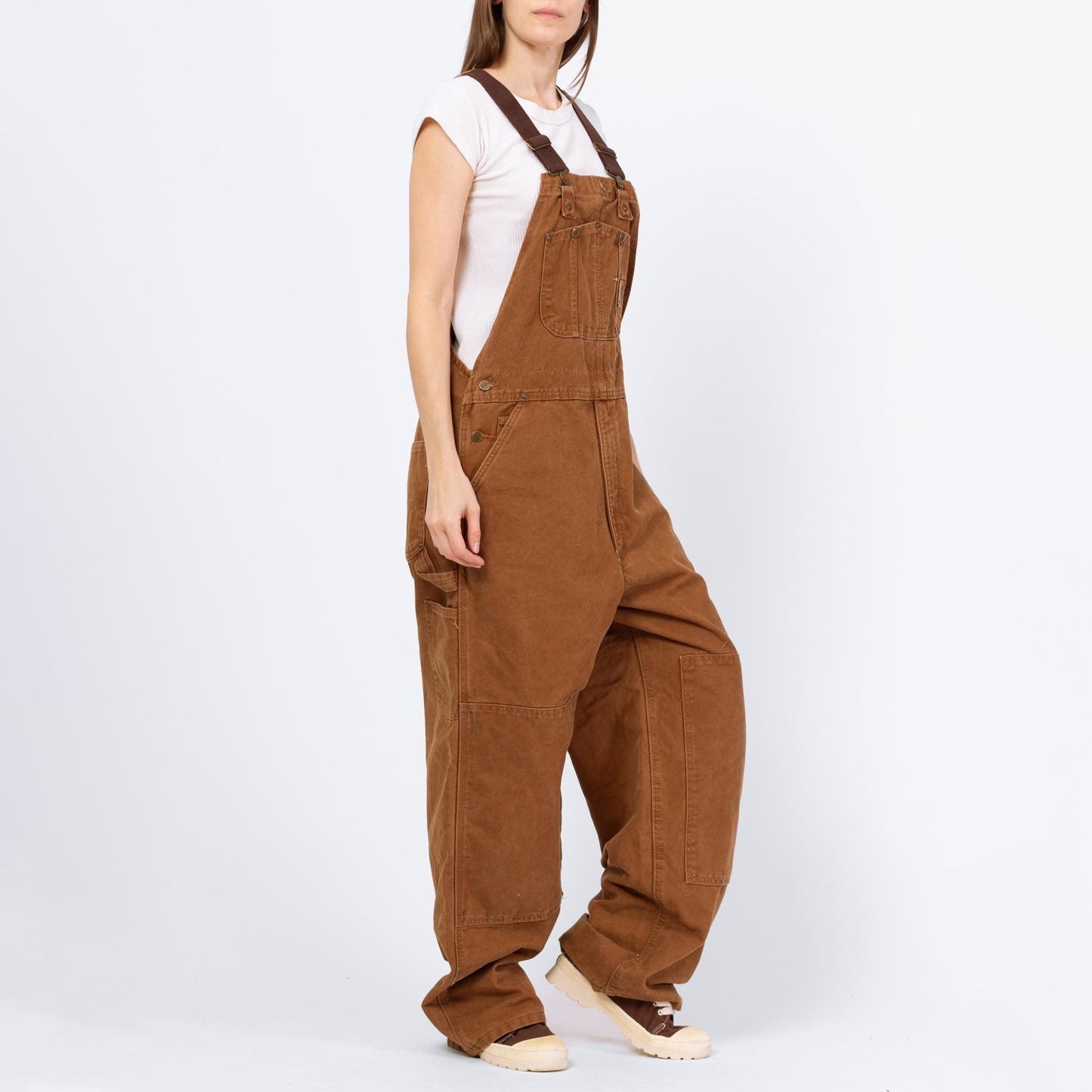 Vintage Carhartt Brown Canvas Flannel Lined Overalls - 38x30 | Unisex Y2K Workwear Jumpsuit