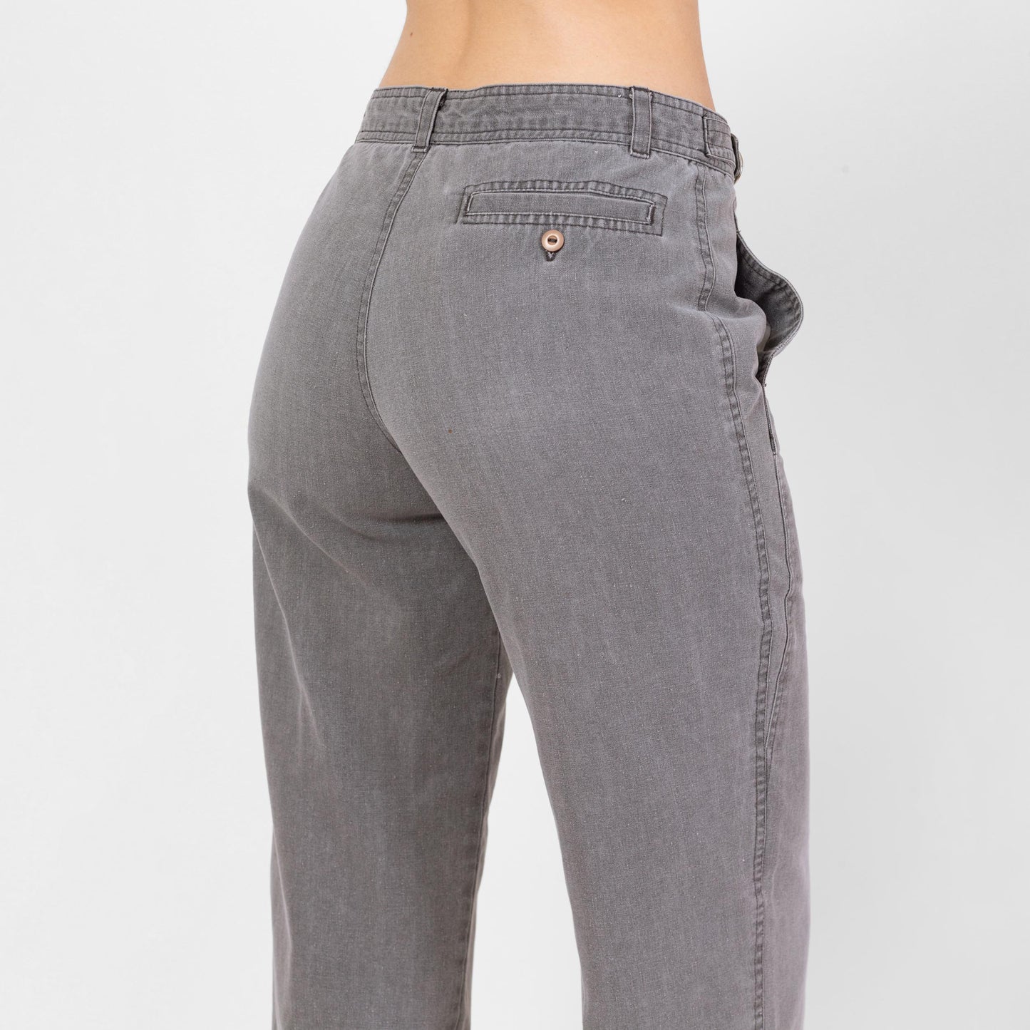 Vintage 90s Bugle Boy Grey Cotton Cinch Waist Pants - Small | Grunge Tapered Leg Mid Rise Pleated Trousers