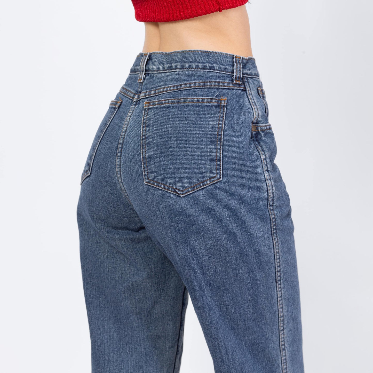 Vintage 90s LL Bean Fleece Lined High Waisted Jeans - Small, 27" Waist | Medium Wash Denim Tapered Leg Mom Jeans