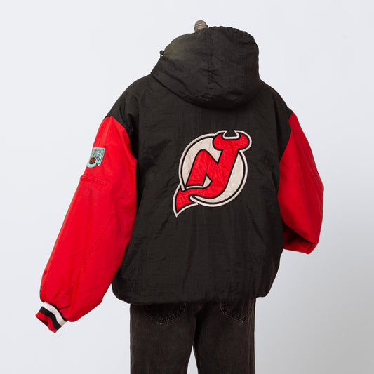 Vintage 90s New Jersey Devils Reversible Pro Player Jacket - Extra Large | Oversize NHL Hockey Hooded Puffy Winter Coat