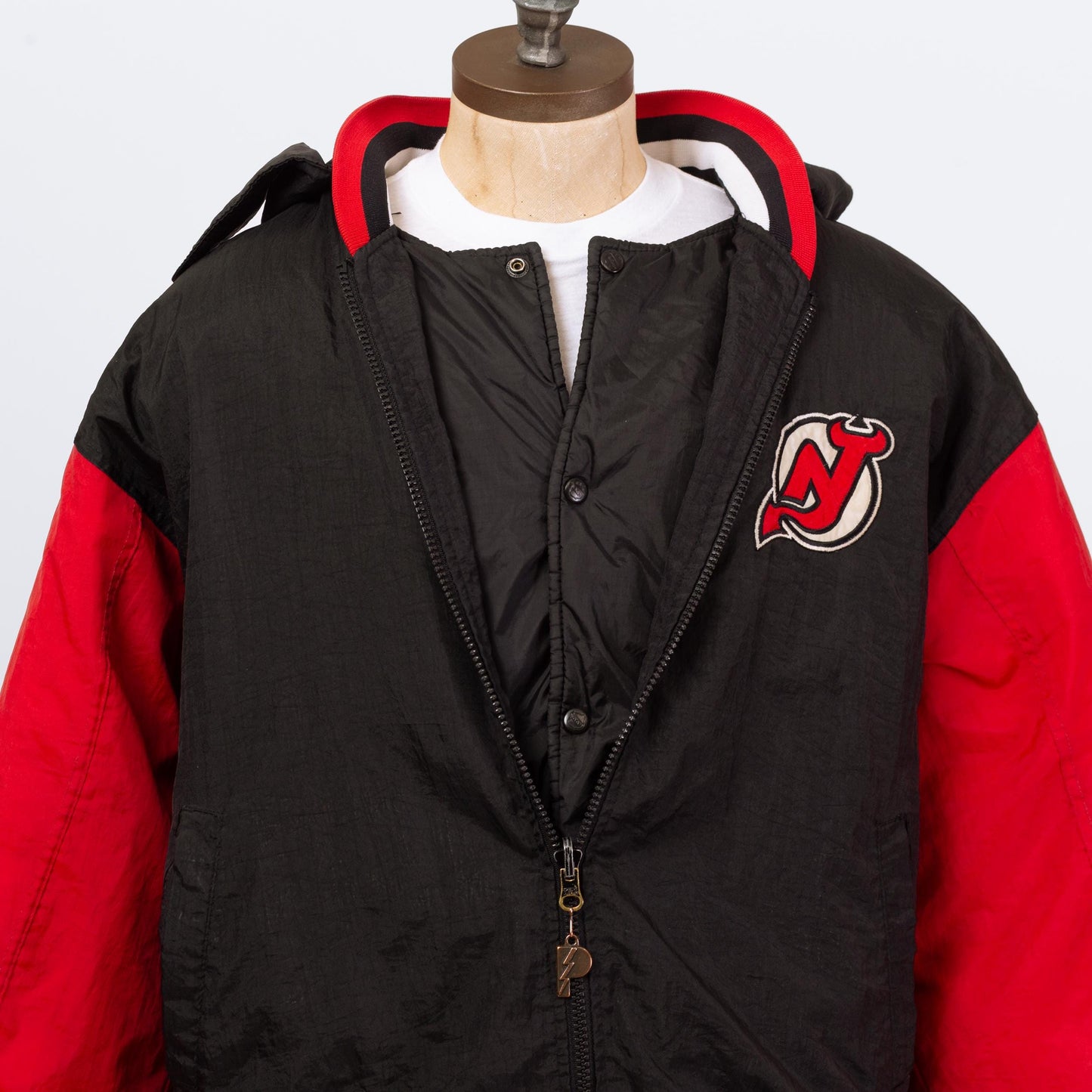Vintage 90s New Jersey Devils Reversible Pro Player Jacket - Extra Large | Oversize NHL Hockey Hooded Puffy Winter Coat