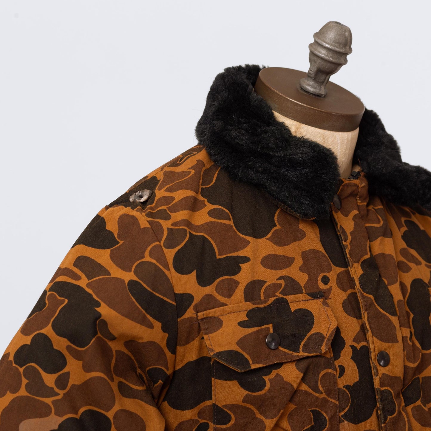 Vintage 80s Camo Duck Hunting Jacket - Medium Tall | Zip Up Utility Field Coat Winter Parka