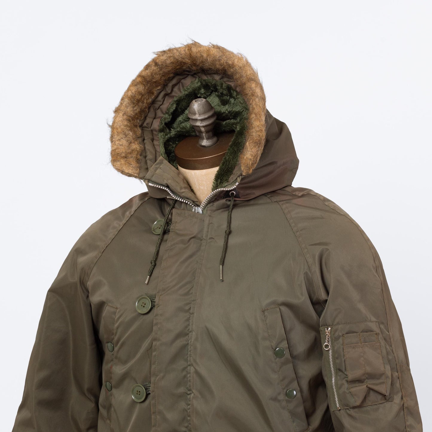 Vintage 80s Arctic Parka Envoy N-3B Hooded Flight Jacket - Small | USAF Faux Fur Trim Air Force Cold Weather Army Green Military Coat