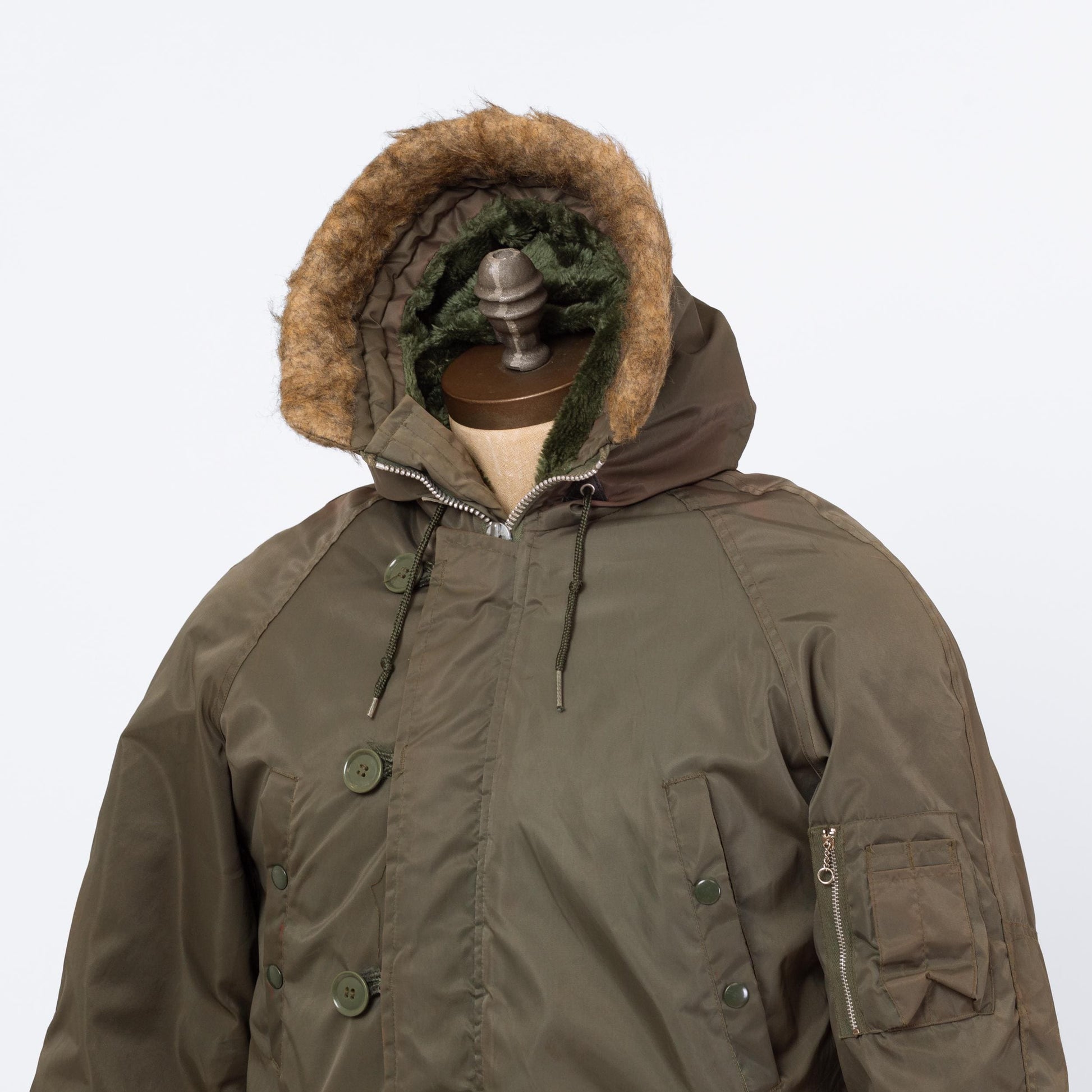 Vintage 80s Arctic Parka Envoy N-3B Hooded Flight Jacket - Small | USAF Faux Fur Trim Air Force Cold Weather Army Green Military Coat