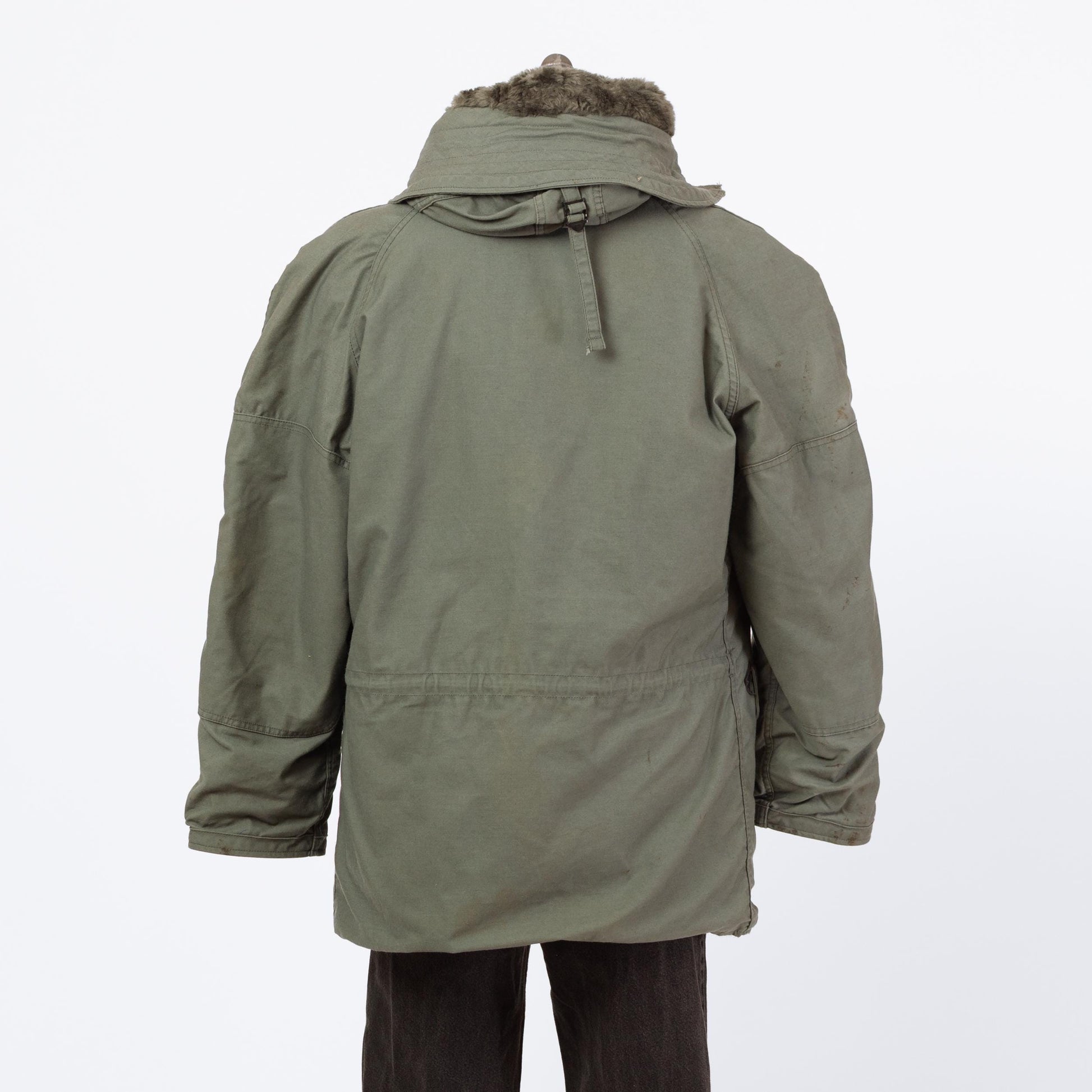 Vintage 90s USAF N-3B Hooded Parka Flight Jacket - Medium | Faux Fur Trim Air Force Cold Weather Army Green Military Coat