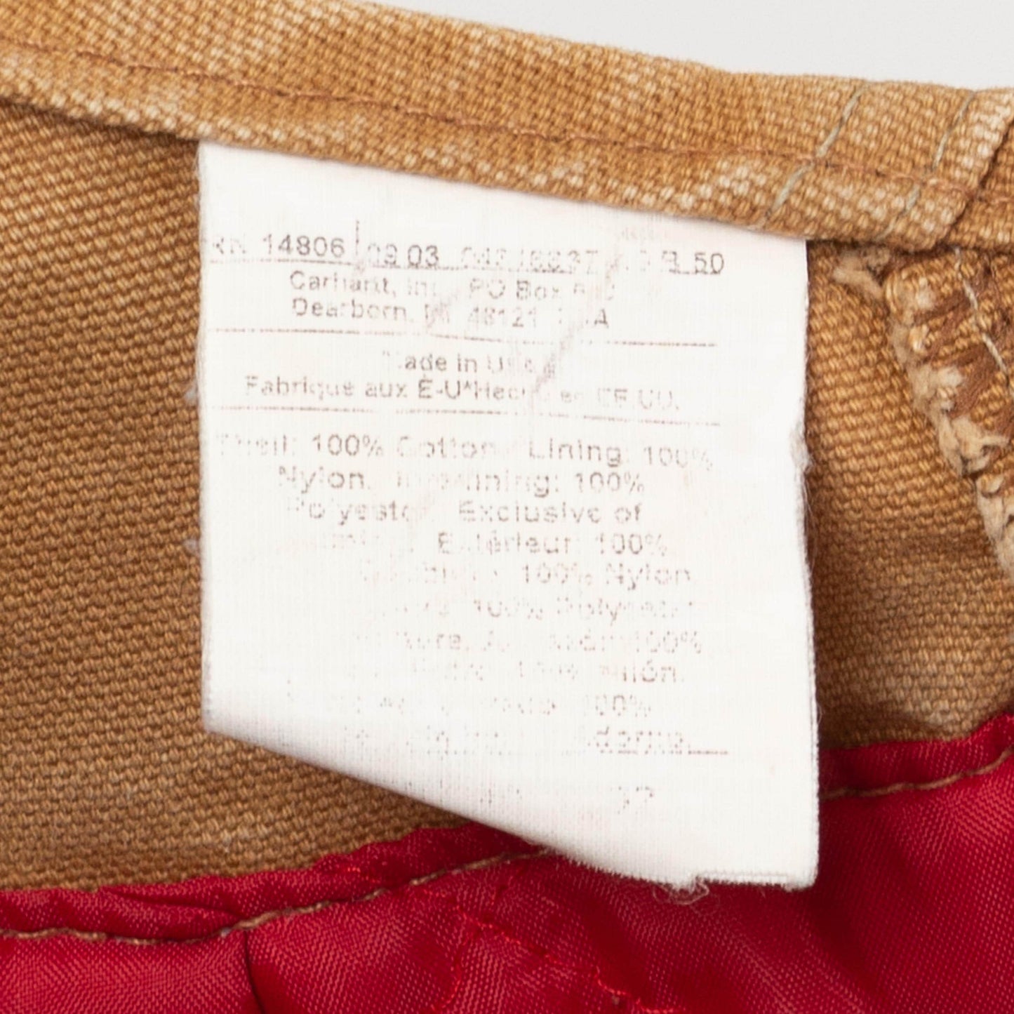 Vintage 90s Carhartt Paint Splattered Tan Quilt Lined Overalls - XL, 41x30 | Made In USA Faded Insulated Distressed Workwear Jumpsuit