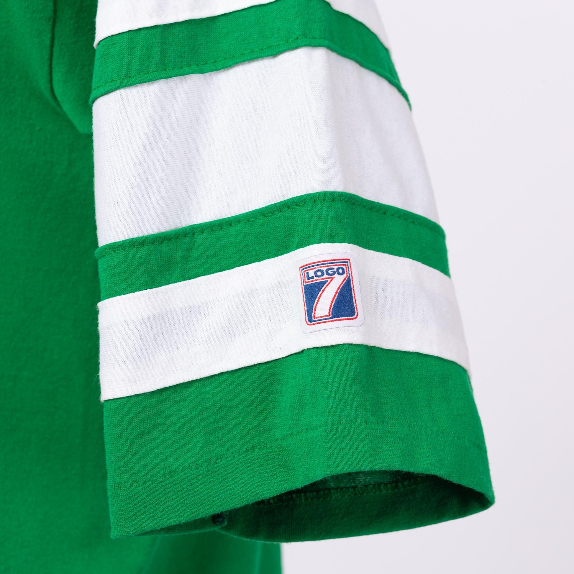 Vintage 80s Boston Celtics Striped Jersey T Shirt - Large | Logo 7 Green NBA Basketball Tee