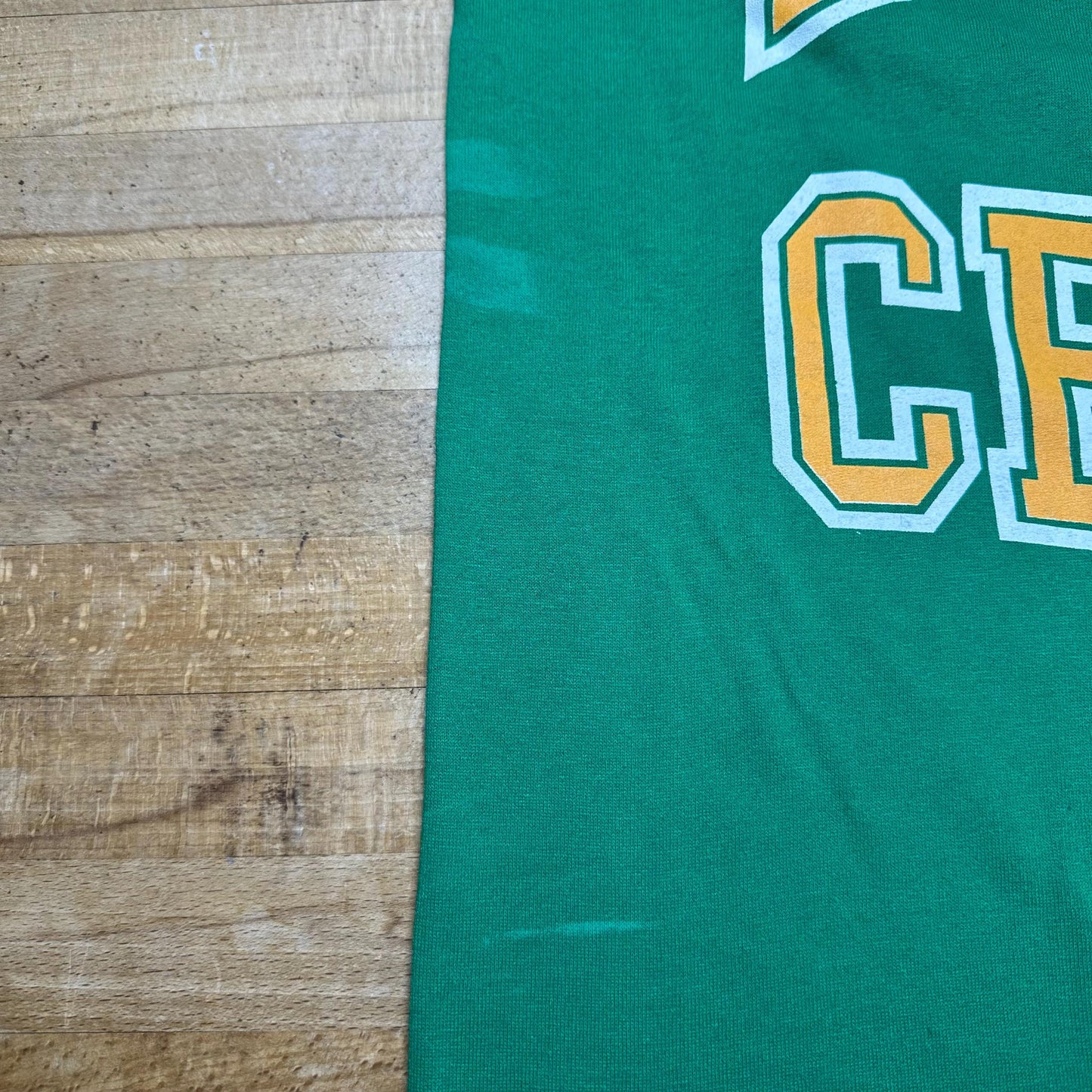 Vintage 80s Boston Celtics Striped Jersey T Shirt - Large | Logo 7 Green NBA Basketball Tee