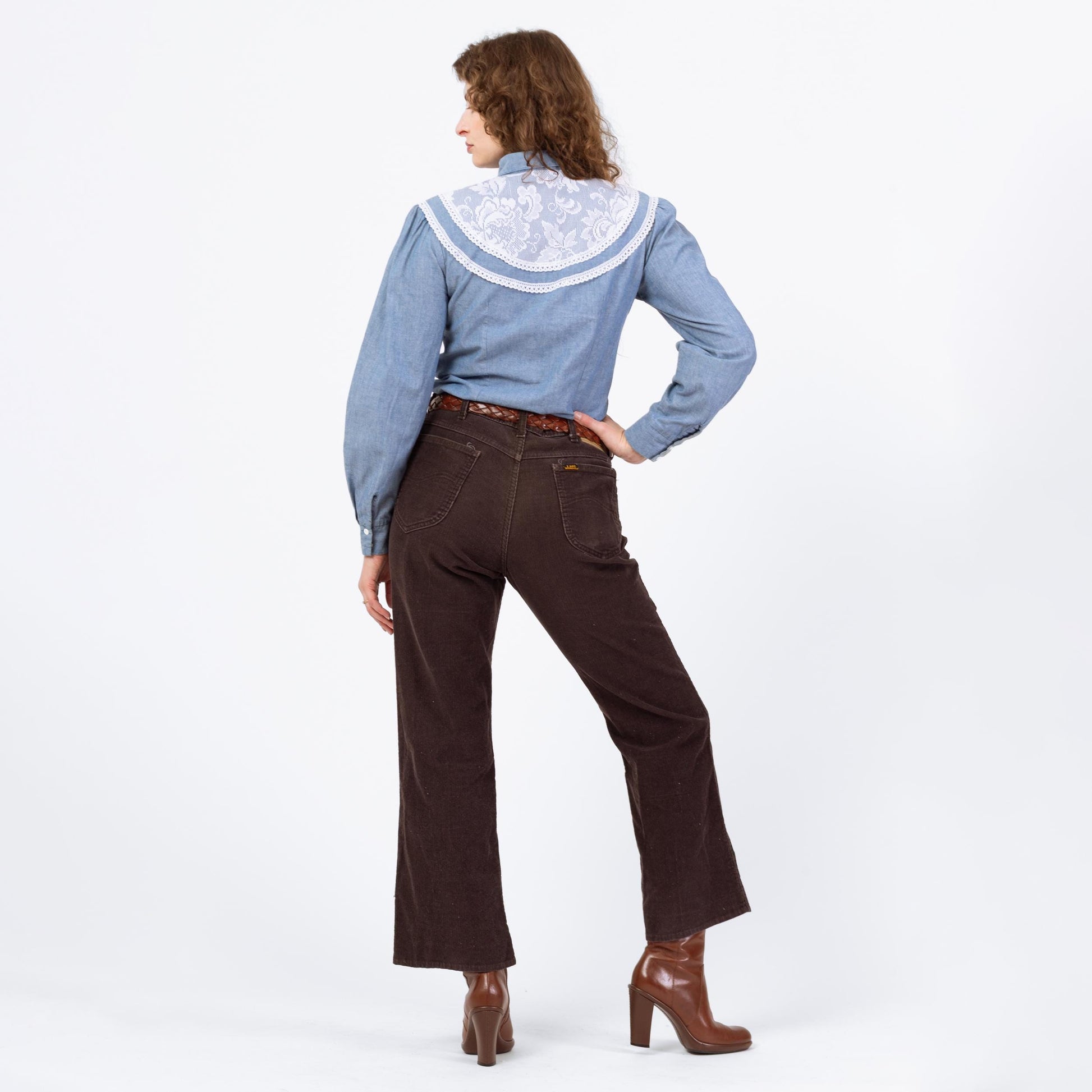 Vintage 70s Lee Riders Brown Corduroy Flares - 33x28 | Unisex Union Made Mid High Rise Bootcut Pants
