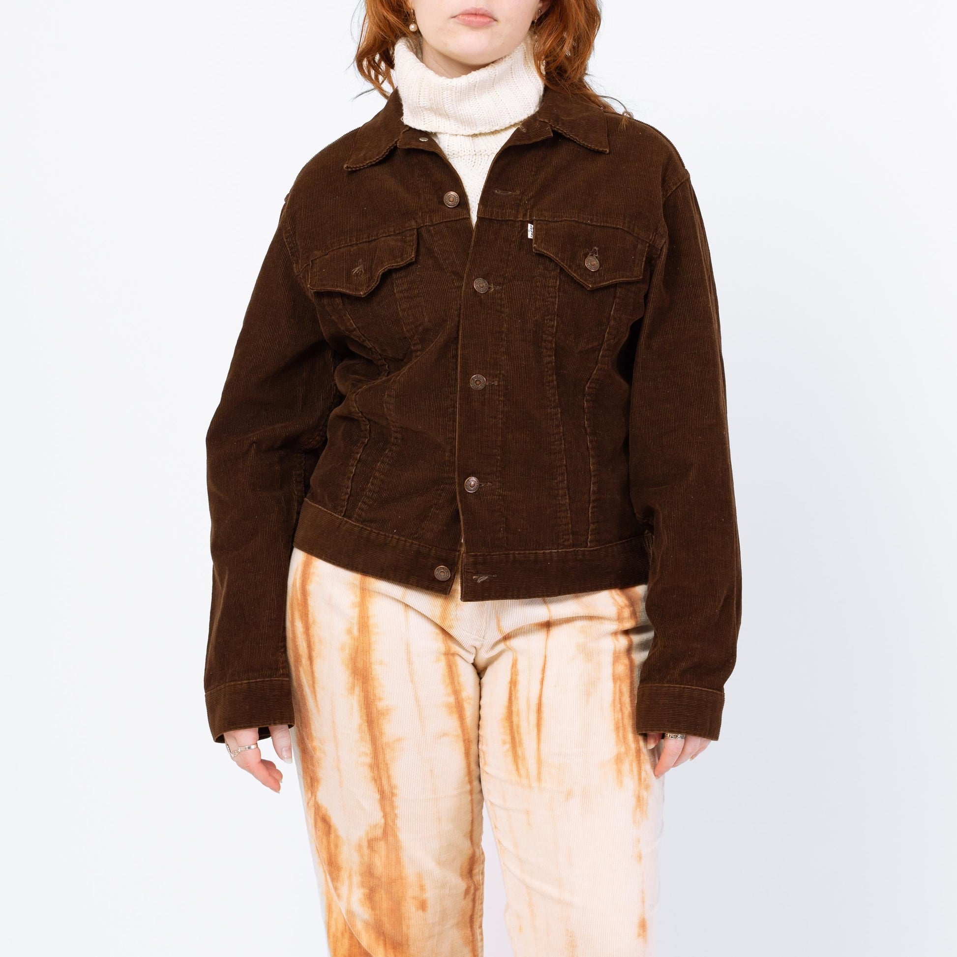 Vintage 70s Levi's Brown Corduroy Two-Pocket Jacket - Size 42 | Made In USA Unisex Trucker Jacket