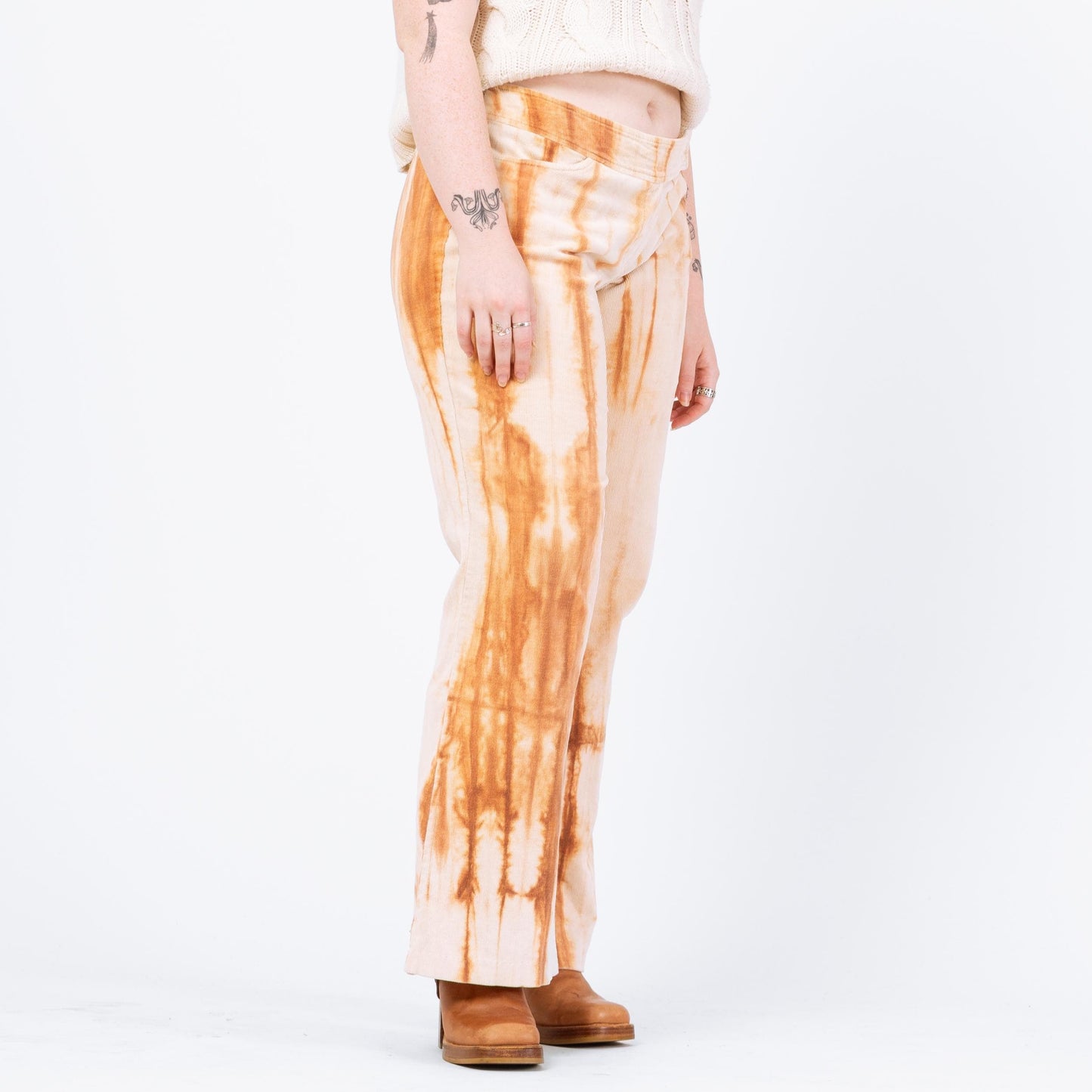 Vintage 90s Y2K Tie Dye Corduroy Flared Pants - Large | Western Pants, Mid Rise Bootcut Trousers