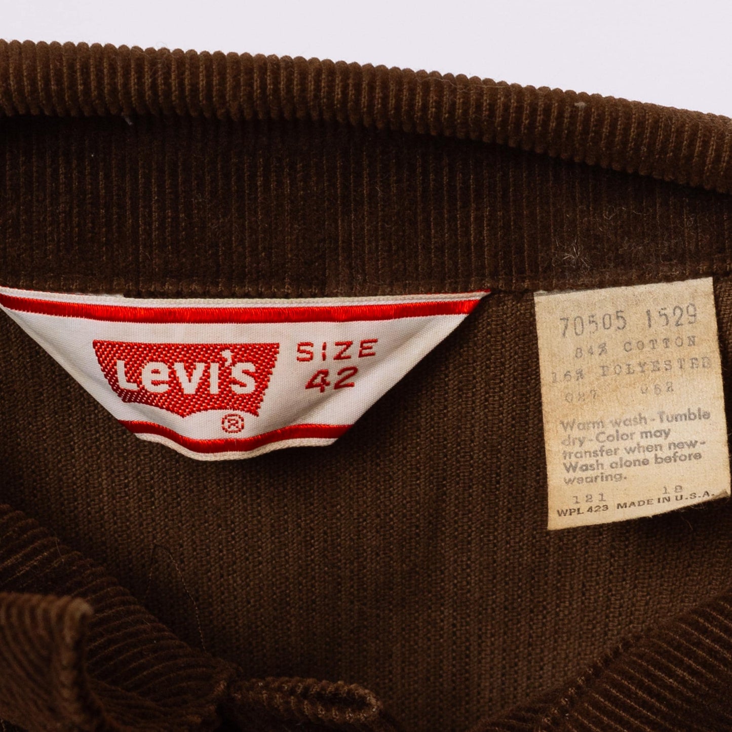 Vintage 70s Levi's Brown Corduroy Two-Pocket Jacket - Size 42 | Made In USA Unisex Trucker Jacket