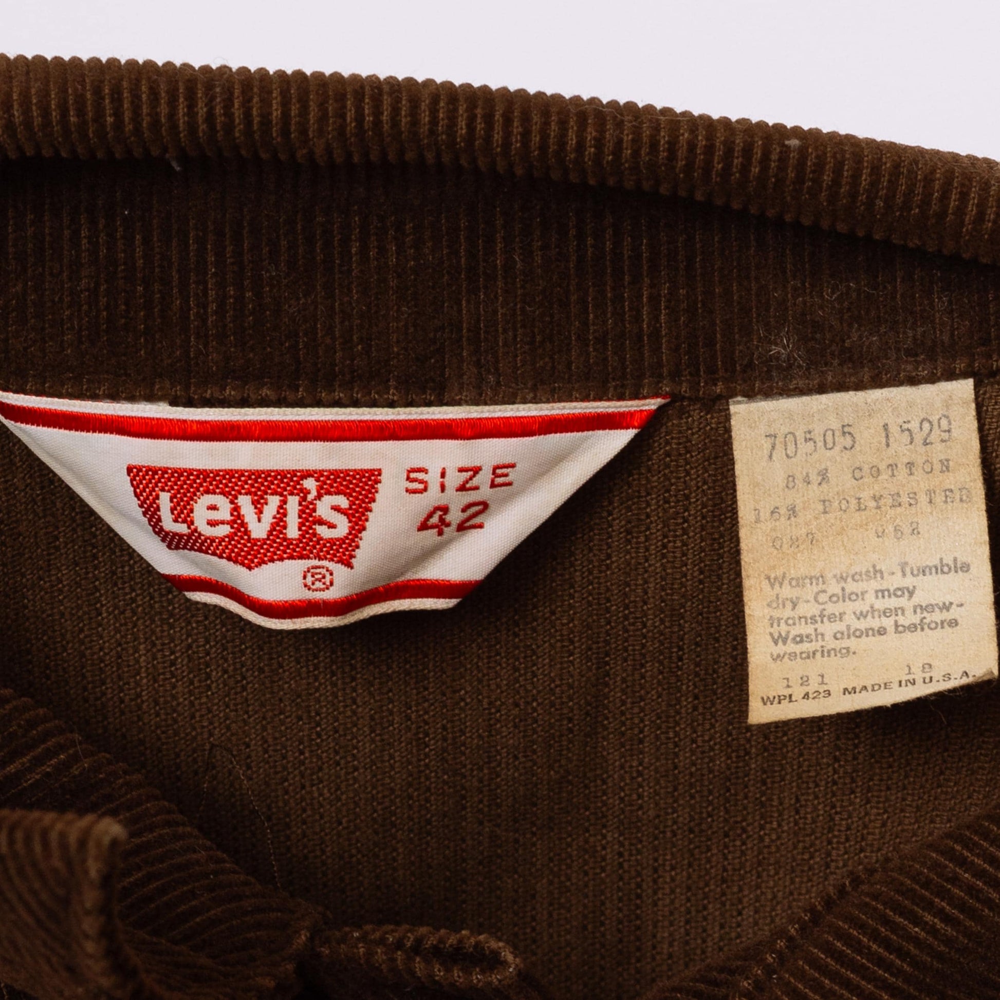 Vintage 70s Levi's Brown Corduroy Two-Pocket Jacket - Size 42 | Made In USA Unisex Trucker Jacket