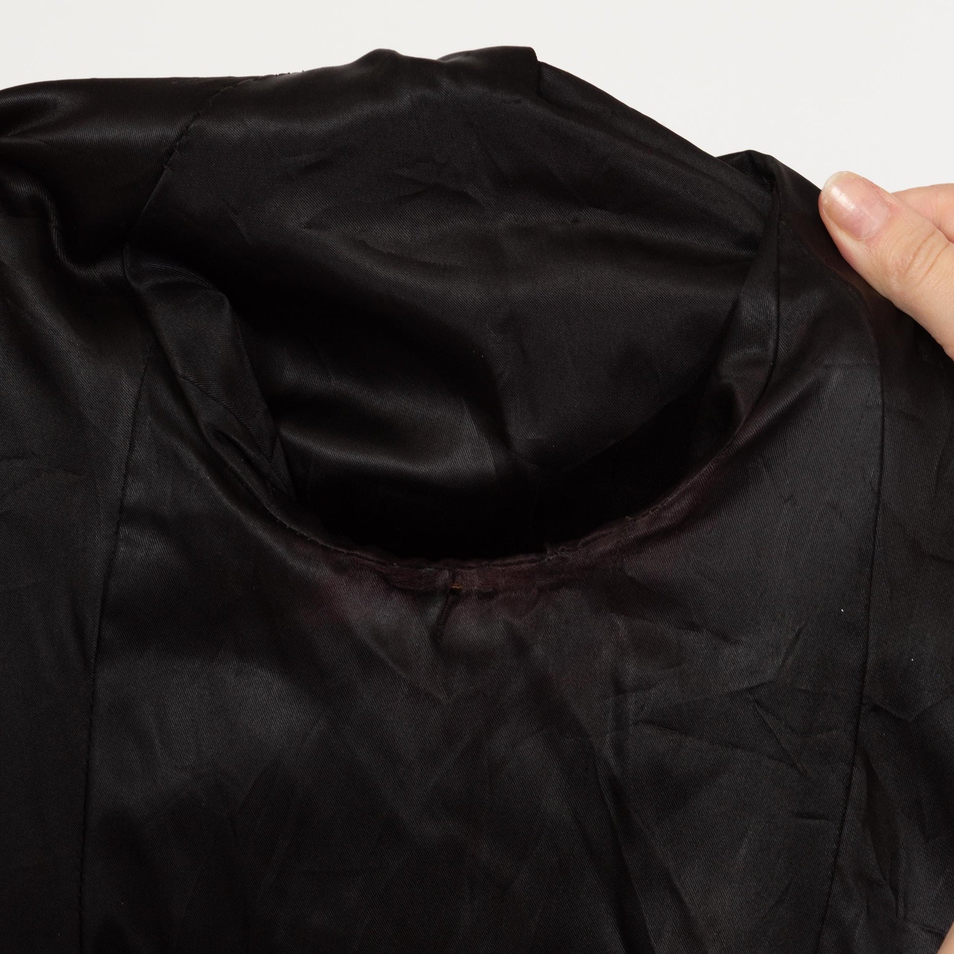 Vintage 60s Mod Black Crushed Velvet Swing Coat - Medium | Retro Double Breasted Plush Faux Fur Collared Jacket