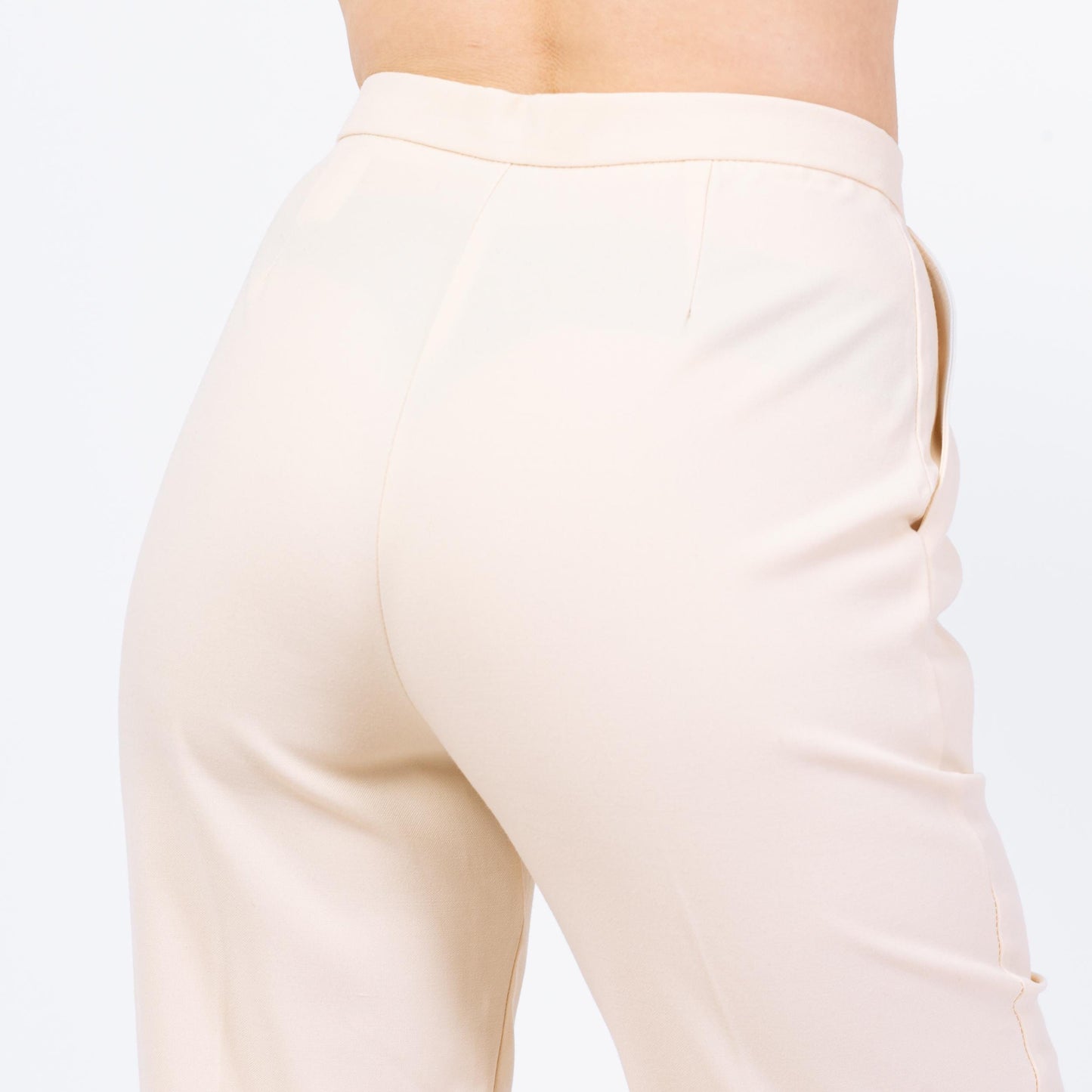 Vintage 90s Minimalist Cream High Waisted Trousers - Medium, 28" Waist